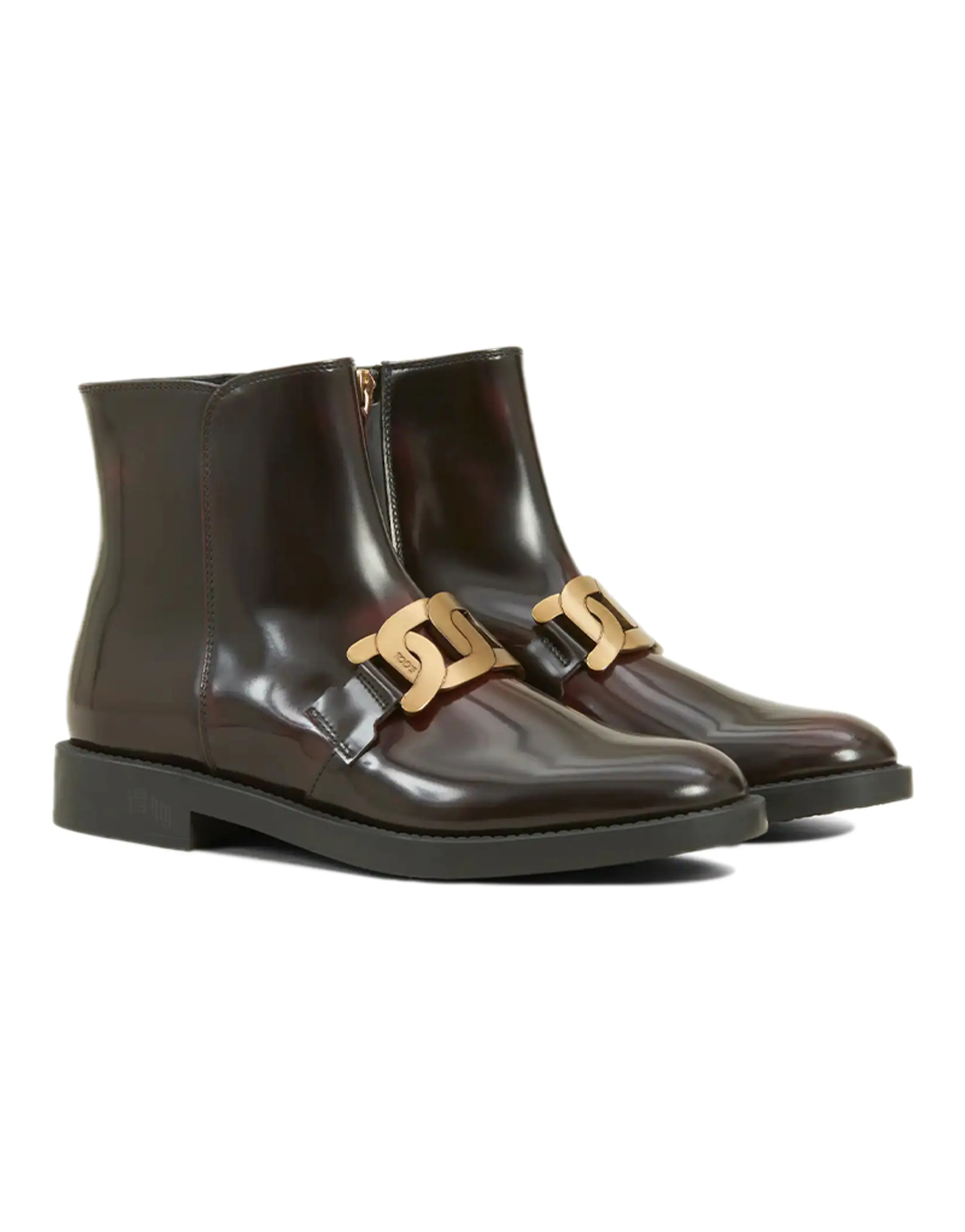 TOD'S Round Toe Ankle Boots Women's Burgundy