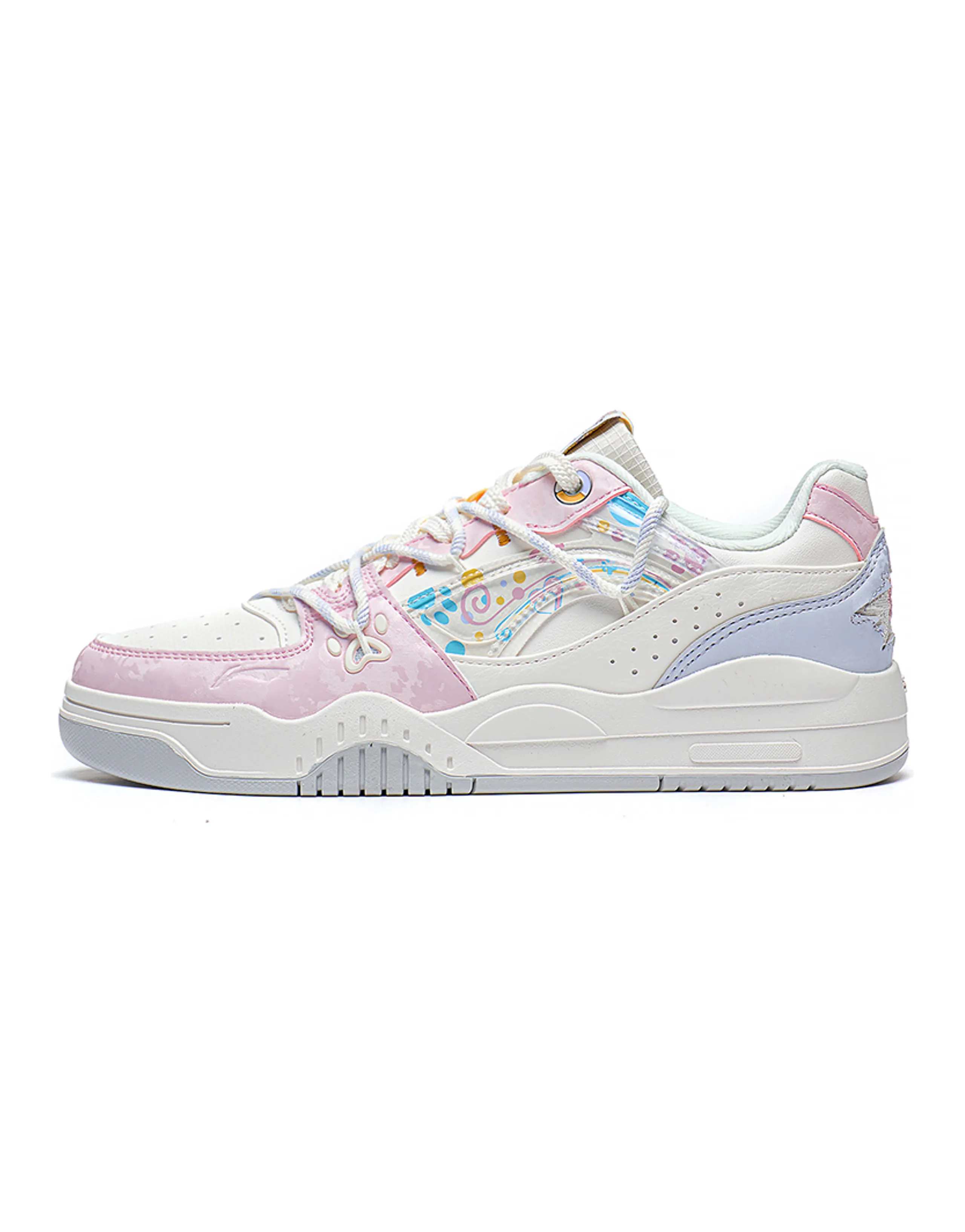 LiNing Yuebai Anti-Slip And Wear-Resistant Lightweight Low-Top Skateboard Shoes Women's White Pink