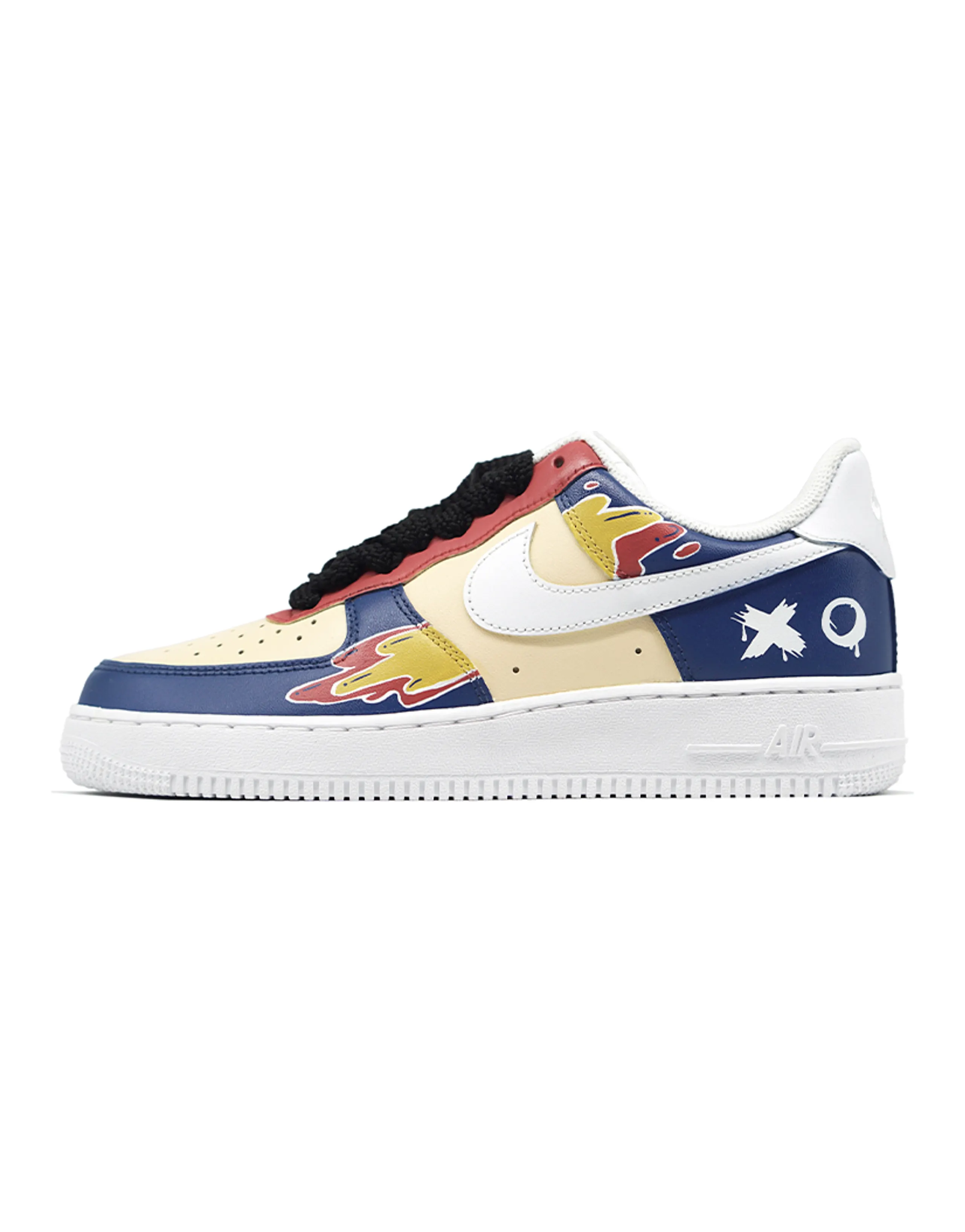 Nike Air Force 1 Anti Slip Wear Resistant Low Top Skateboard Shoes Men's Blue Yellow Red