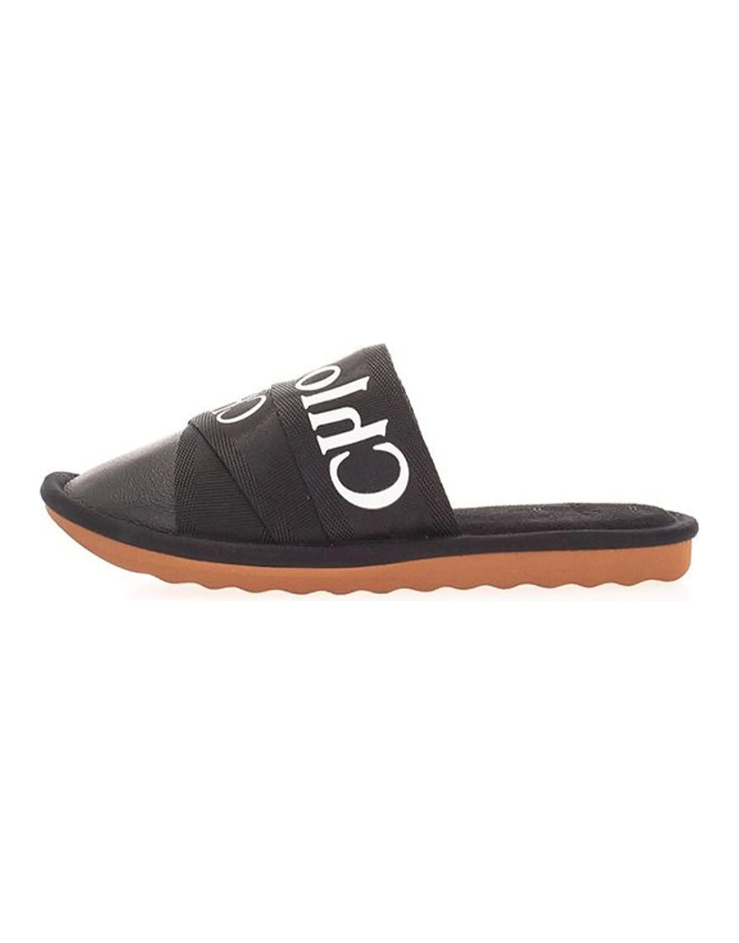 Chloe Rubber Sole Slide Slippers Women's Black