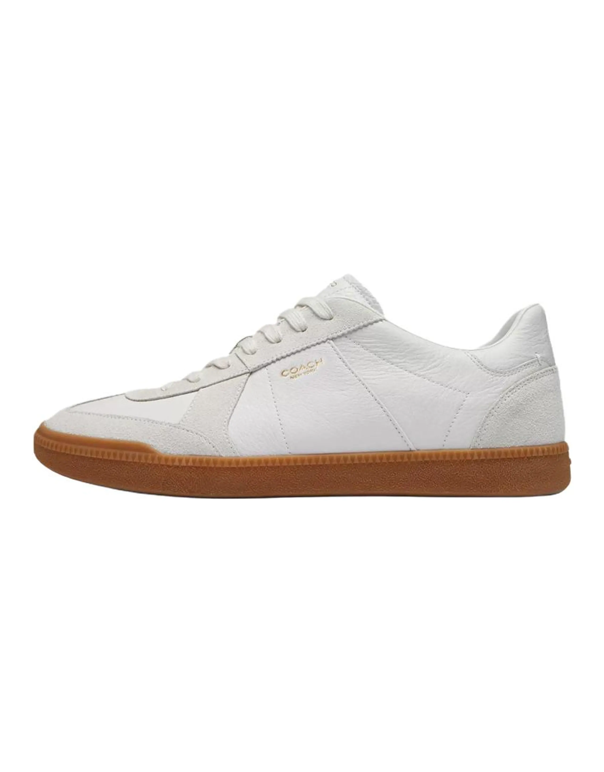 COACH Ellis Suede Leather Round Toe Lace-Up Low-Top Sneakers Men's White