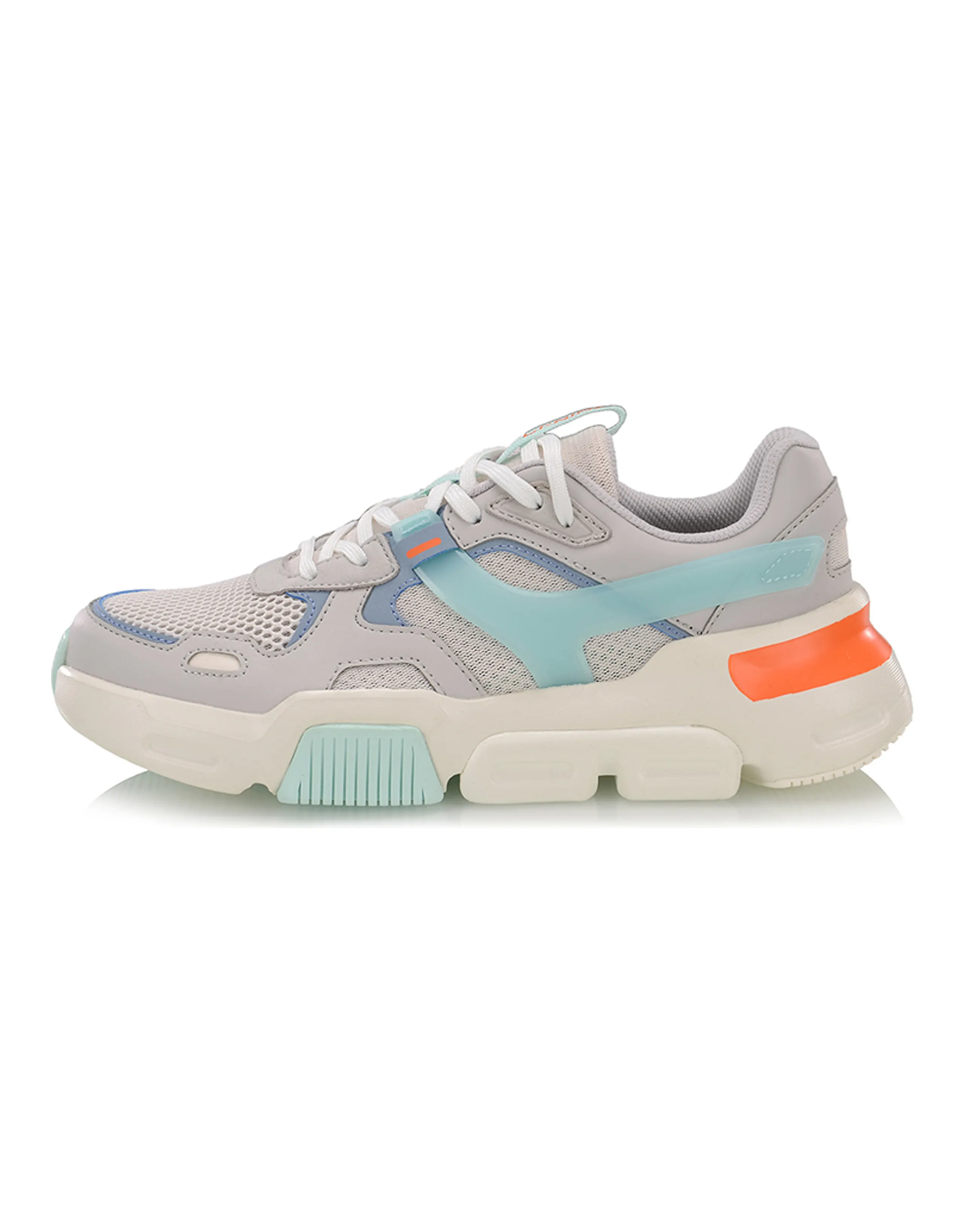 LiNing Mark Cushioned Slip Resistant Abrasion Resistant Low Top Sports Casual Shoes Women's Gray Blue