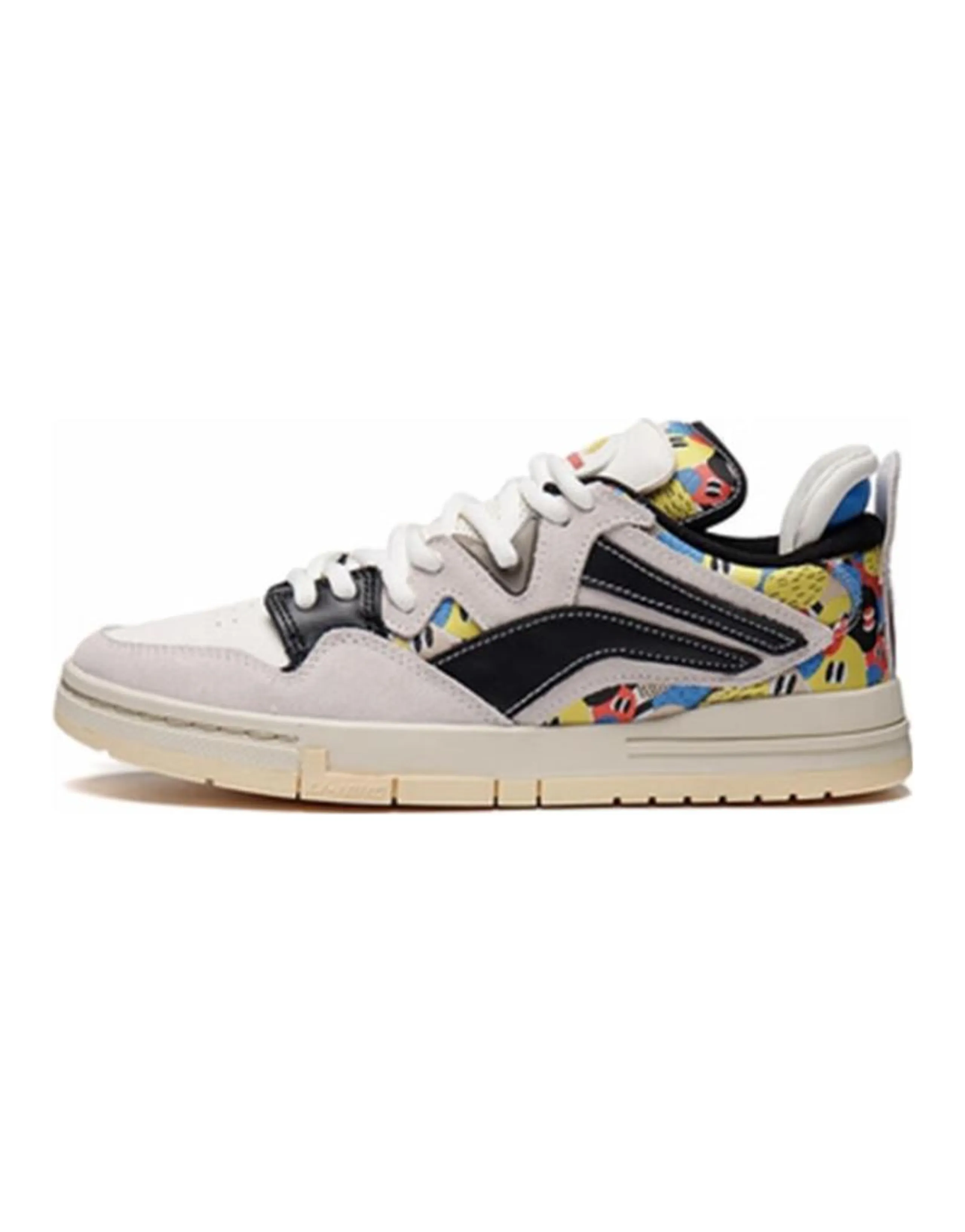 LiNing Wave Pro Slip-Resistant Cushioning Wear-Resistant Lightweight Low-Top Skateboard Shoes Men's Beige Blue Yellow