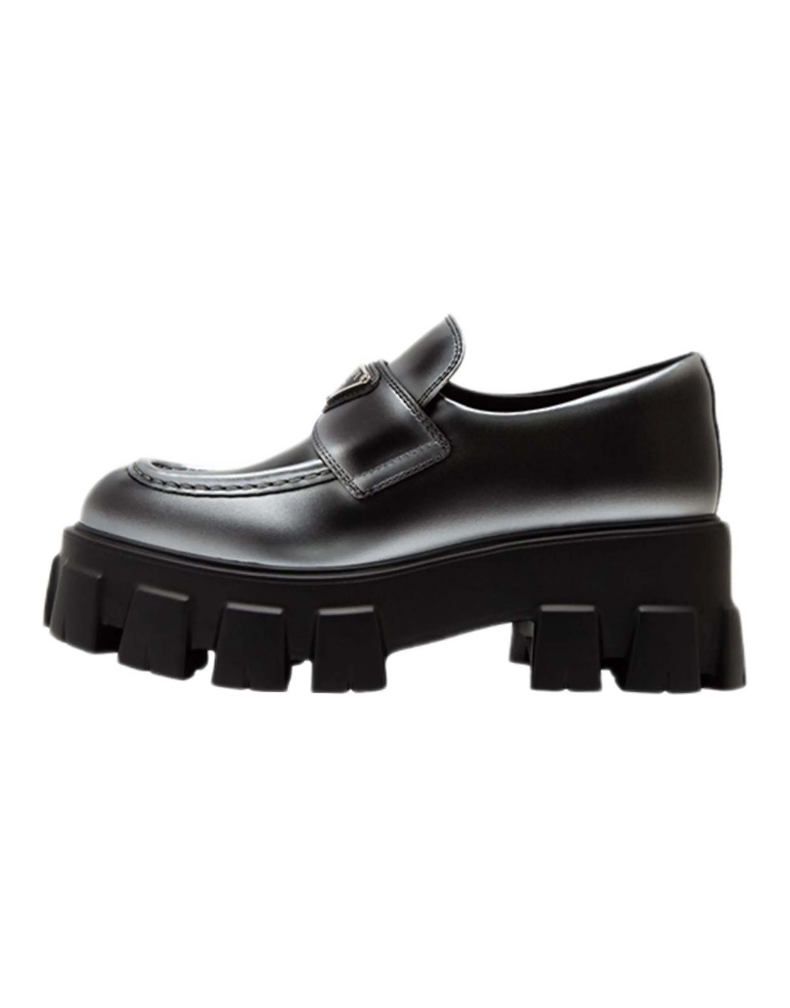 PRADA Monolith Leather Gradient Shiny Loafer Women's Black