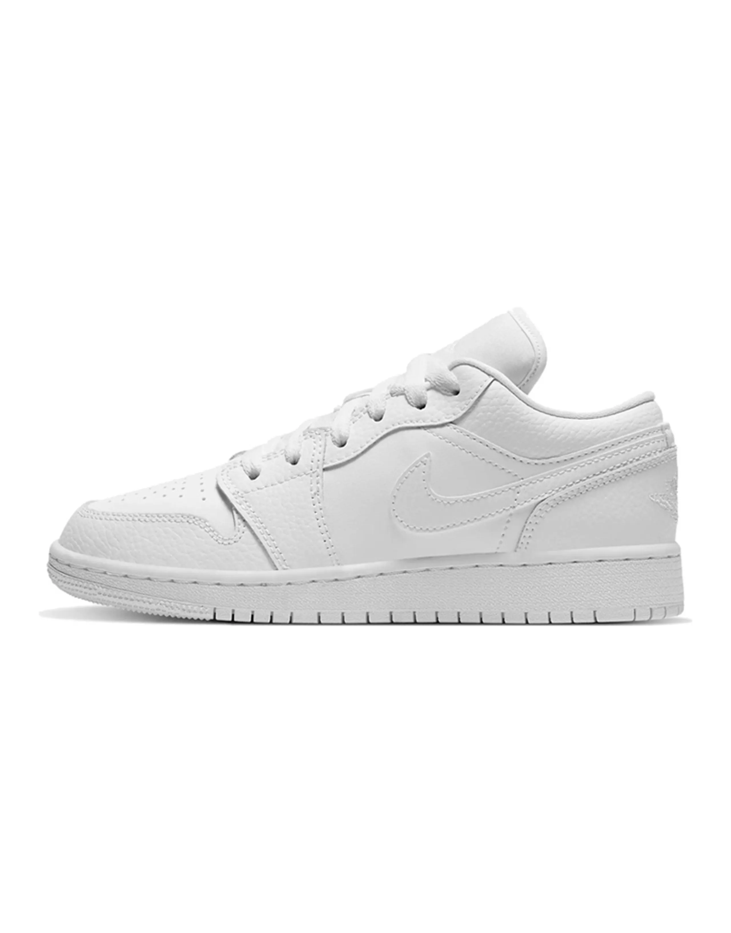 Jordan 1 Low Triple White Tumbled Leather GS