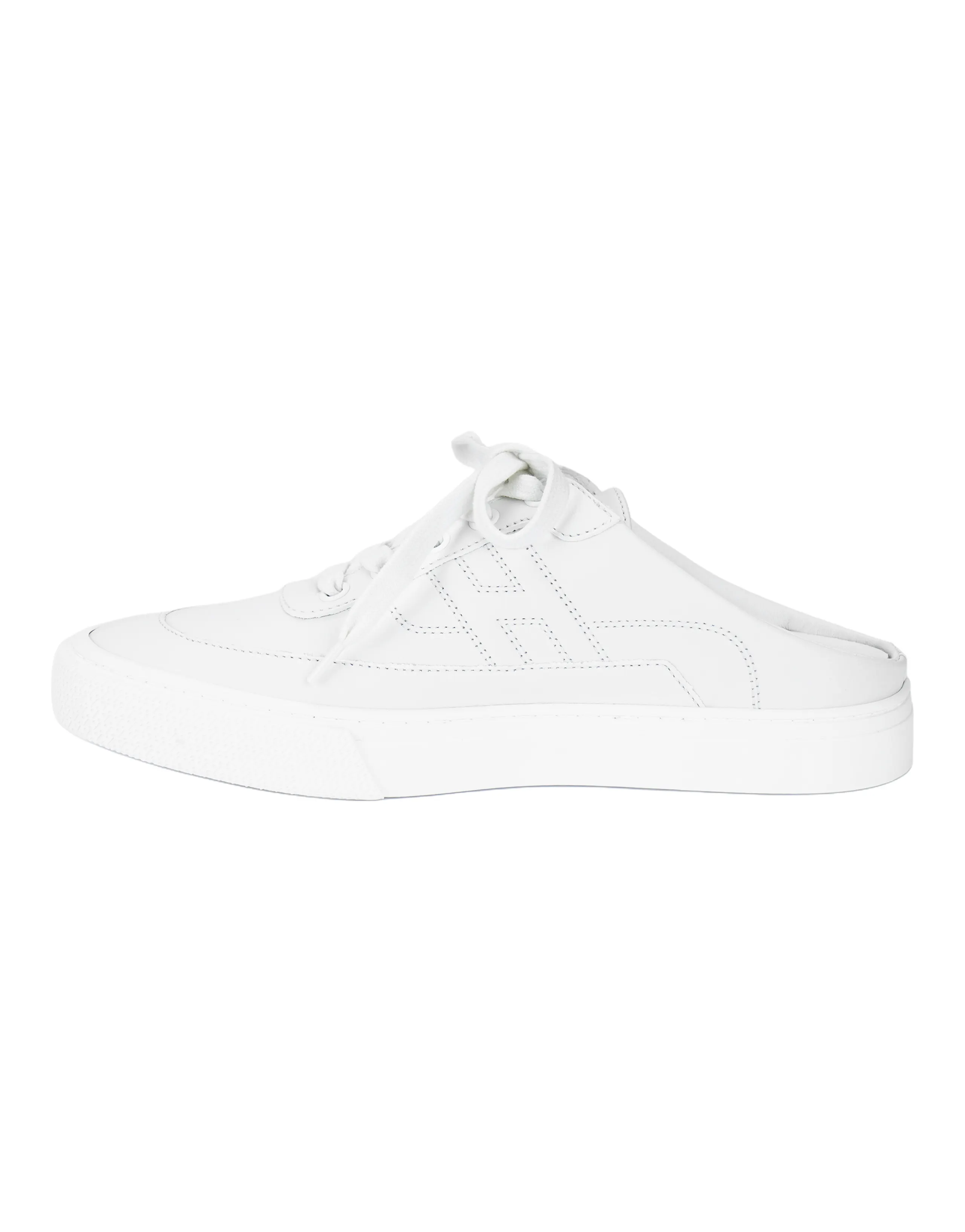 HERMES Keep Keep Calfskin Round Toe Slip-On No Special Function Closed-Toe Slides Women's White