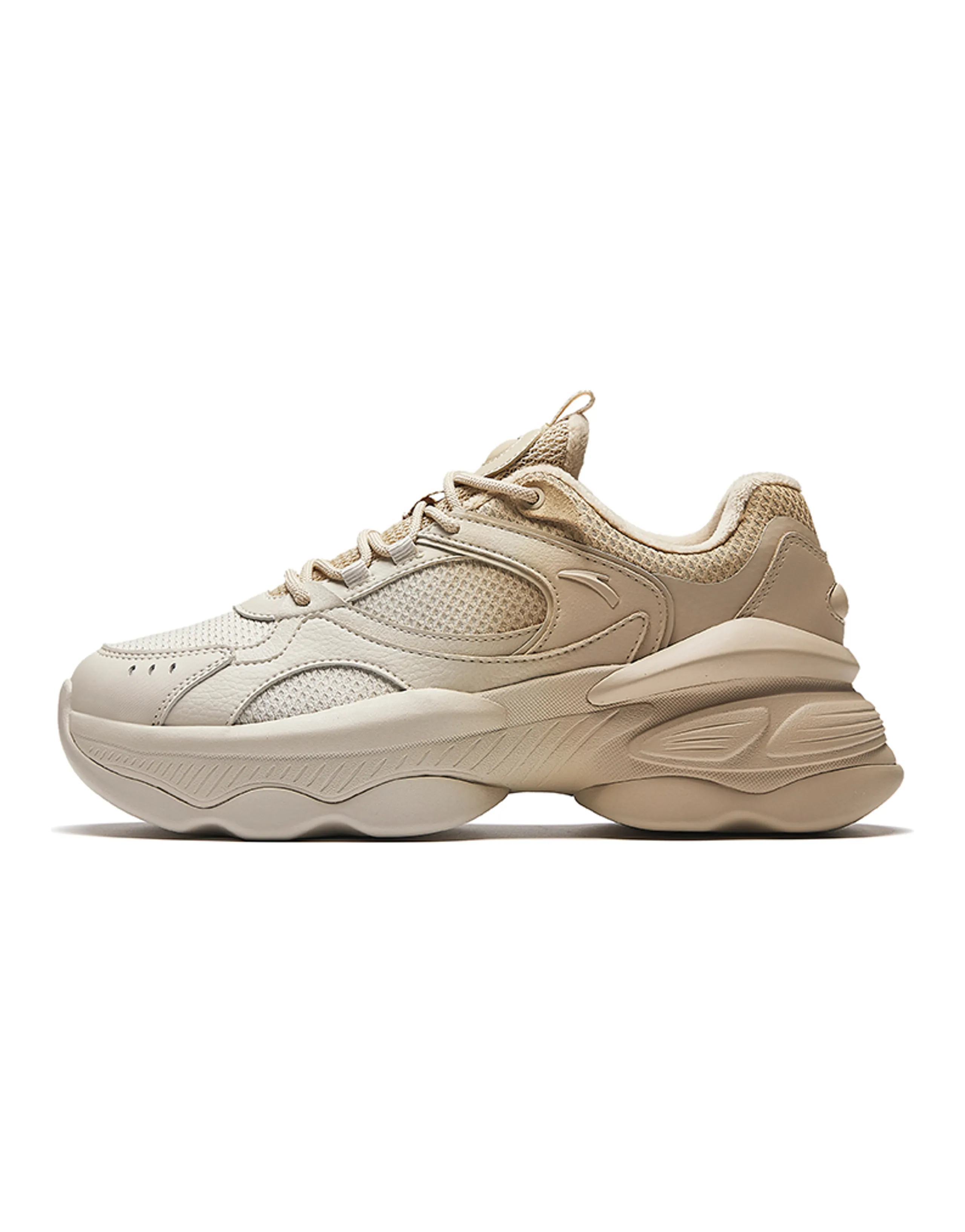 Anta White Micro Fleece-Lined Comfort Fashion Slip-Resistant Warm Low-Top Dad Shoes Women's White Brown