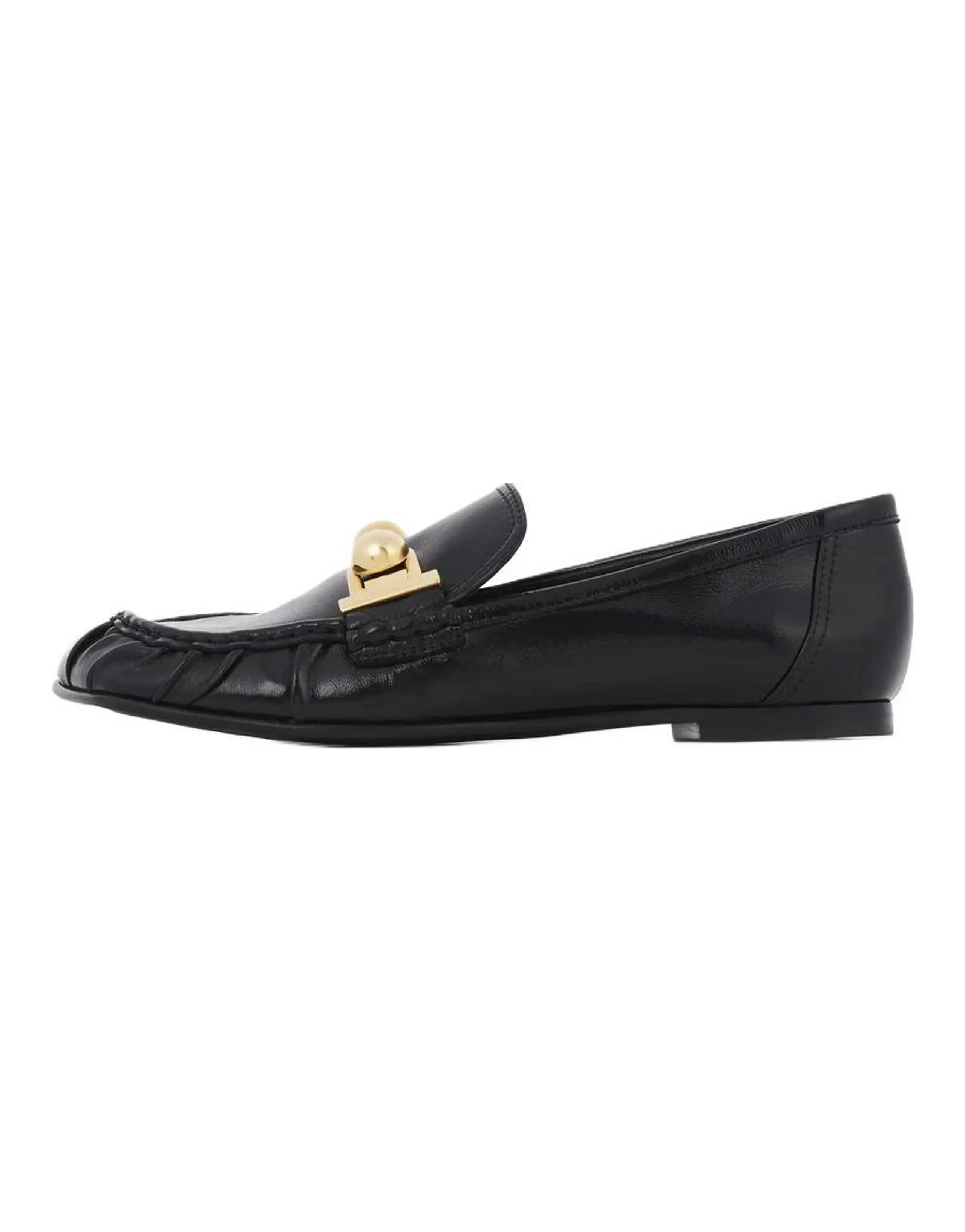 Chloe MILES Calfskin Square Toe Slip-On Loafers 1cm Women's Black