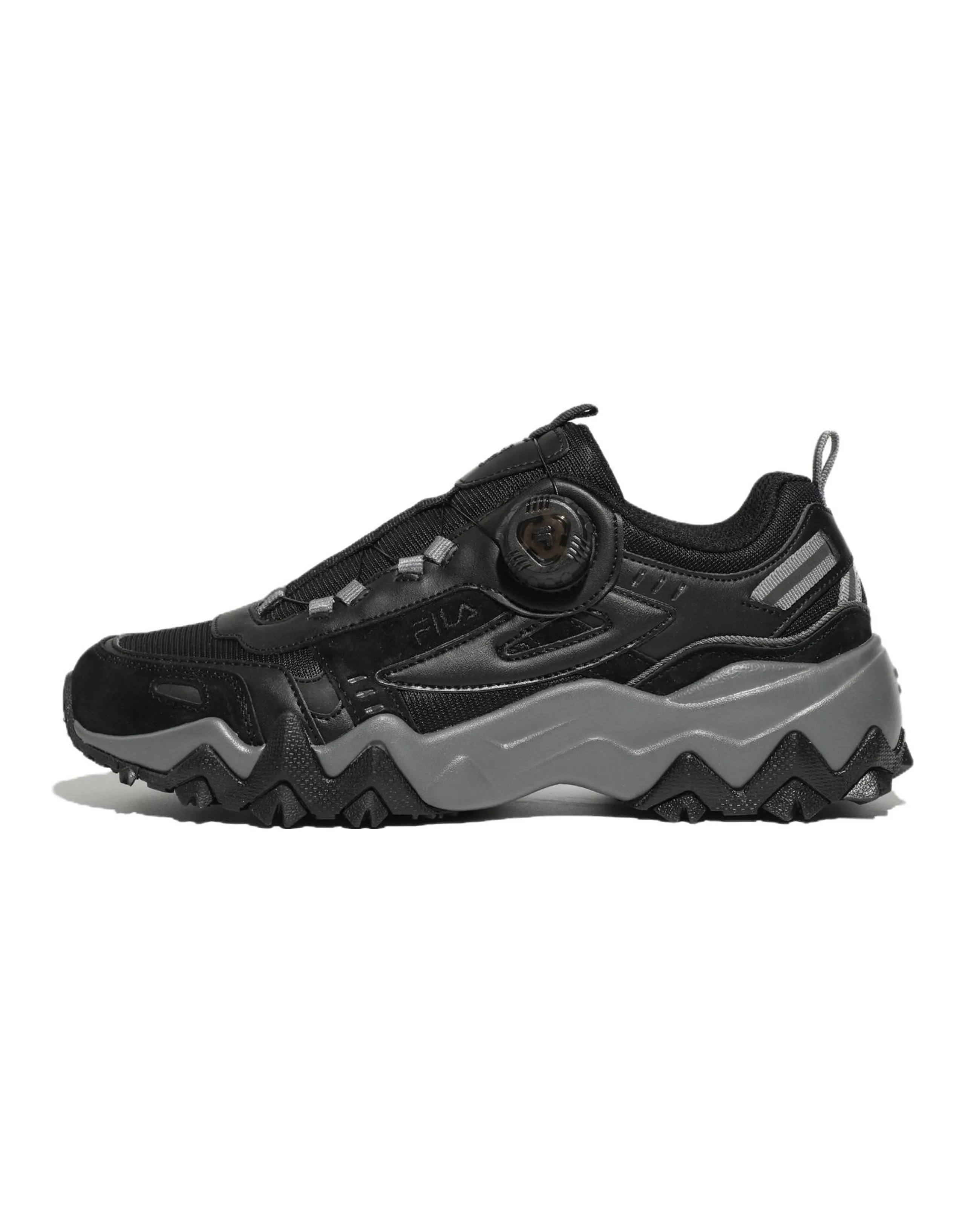 FILA Oakmont Tr Dial V2 Polyester Synthetic Leather Pigskin Sport Low-Top Casual Shoes Unisex Black Grey Korean Style