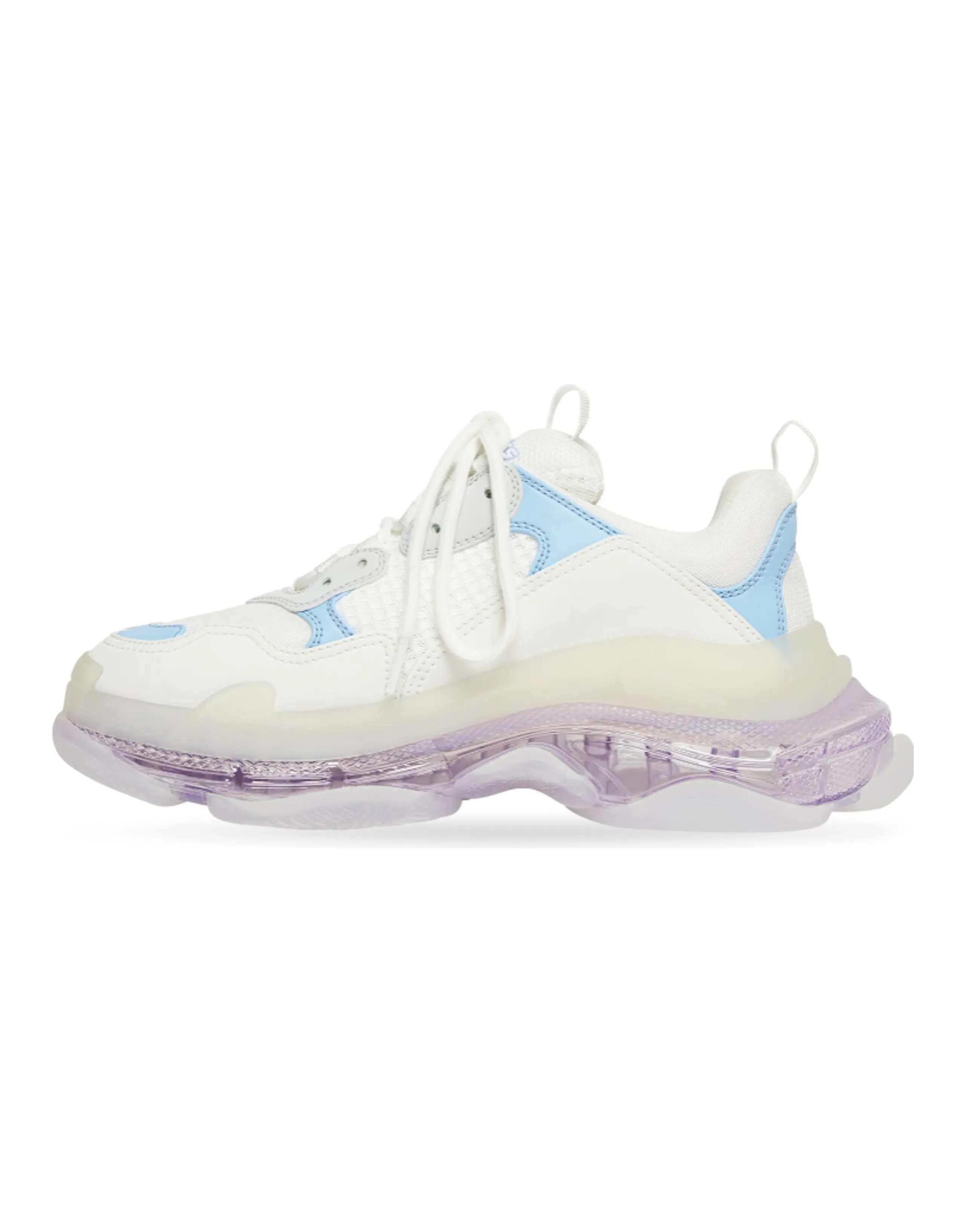 Balenciaga Triple S Clear Sole Leather Free Light Blue Grey Light Purple White Women's