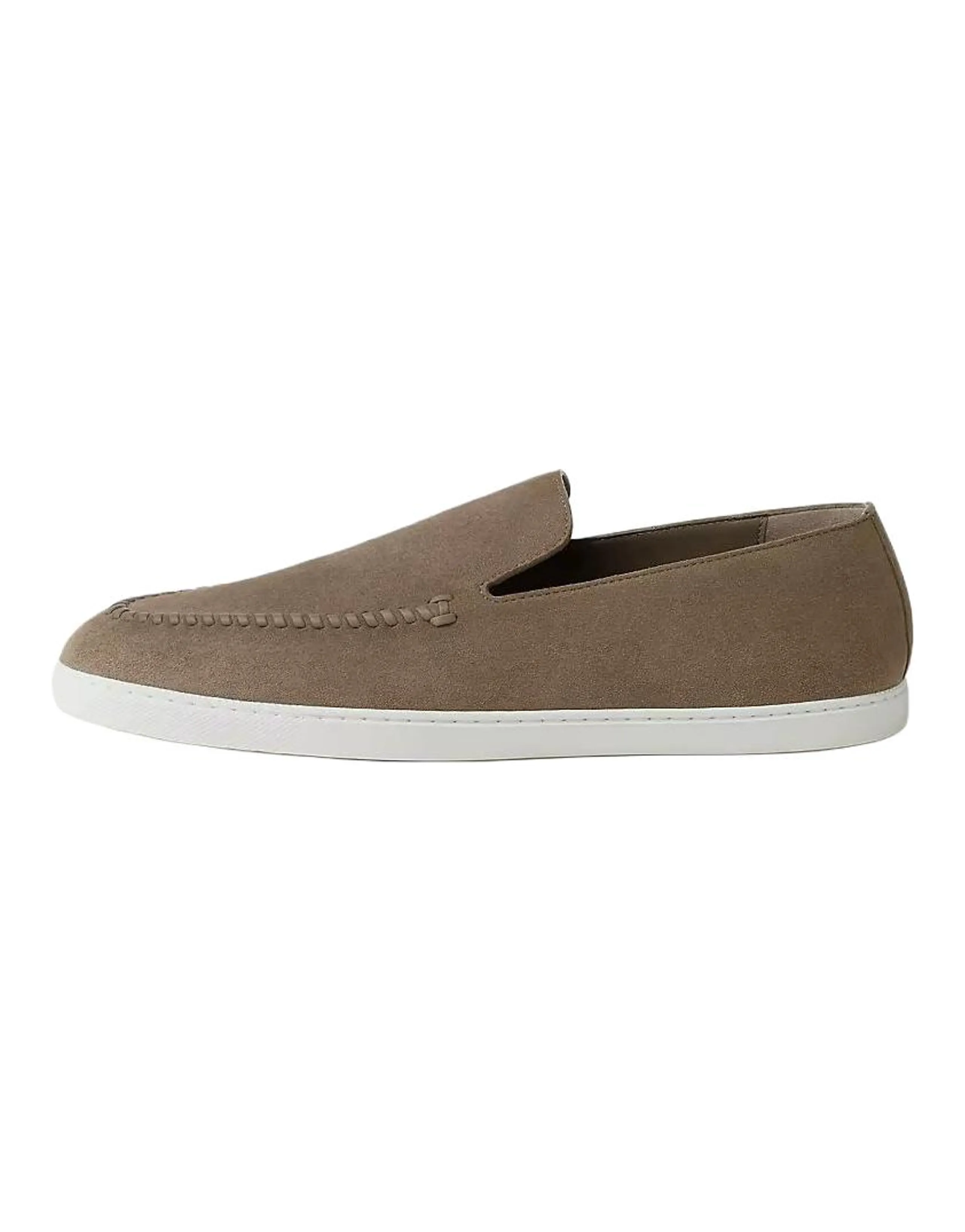 HERMES Julian Suede Slip-On Loafers Low-Top Casual Shoes Men's Brown