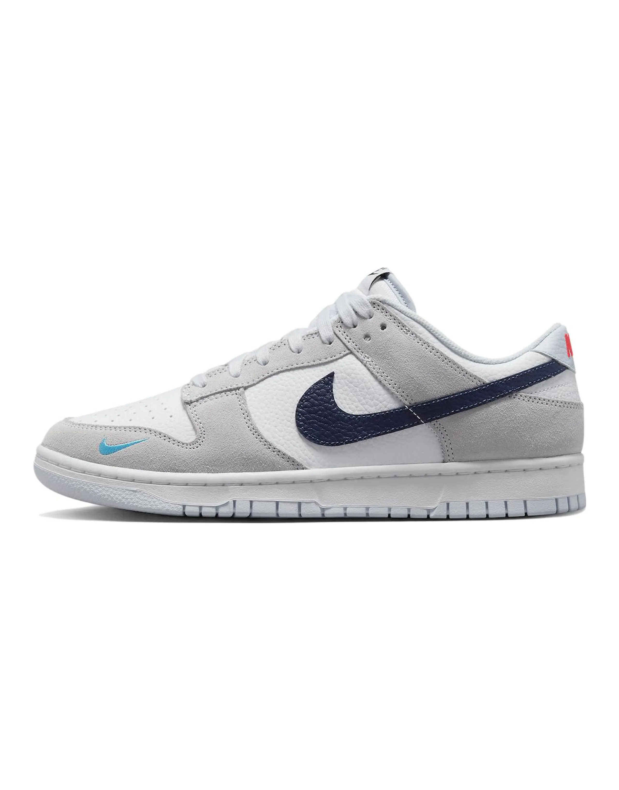 Nike Dunk Low White Grey Navy Aqua Mini Swoosh