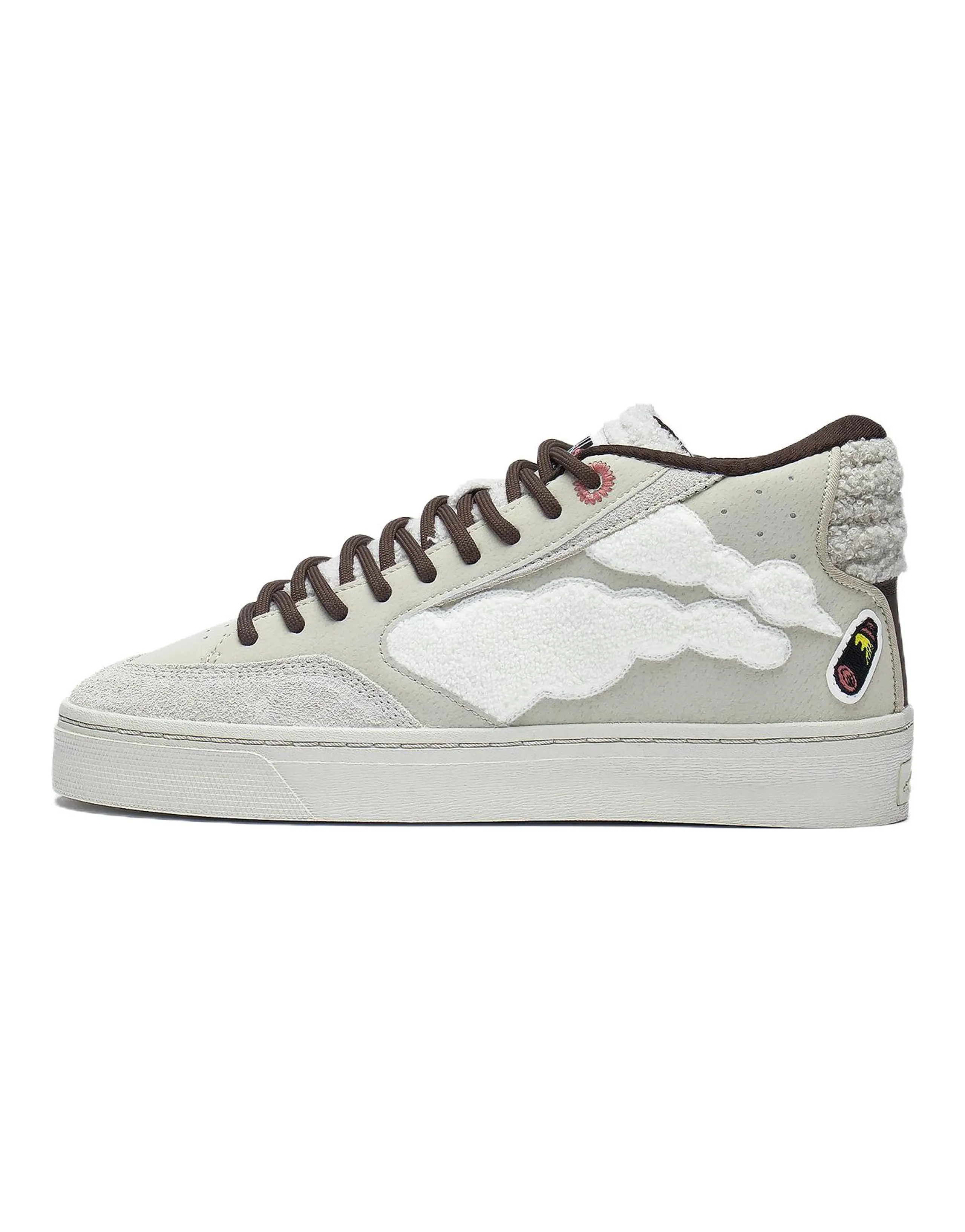 Pablo Ientile LiNing Wave 180 Lightweight Cushioning Wear-Resistant Mid-Top Skateboard Shoes Camel Gray