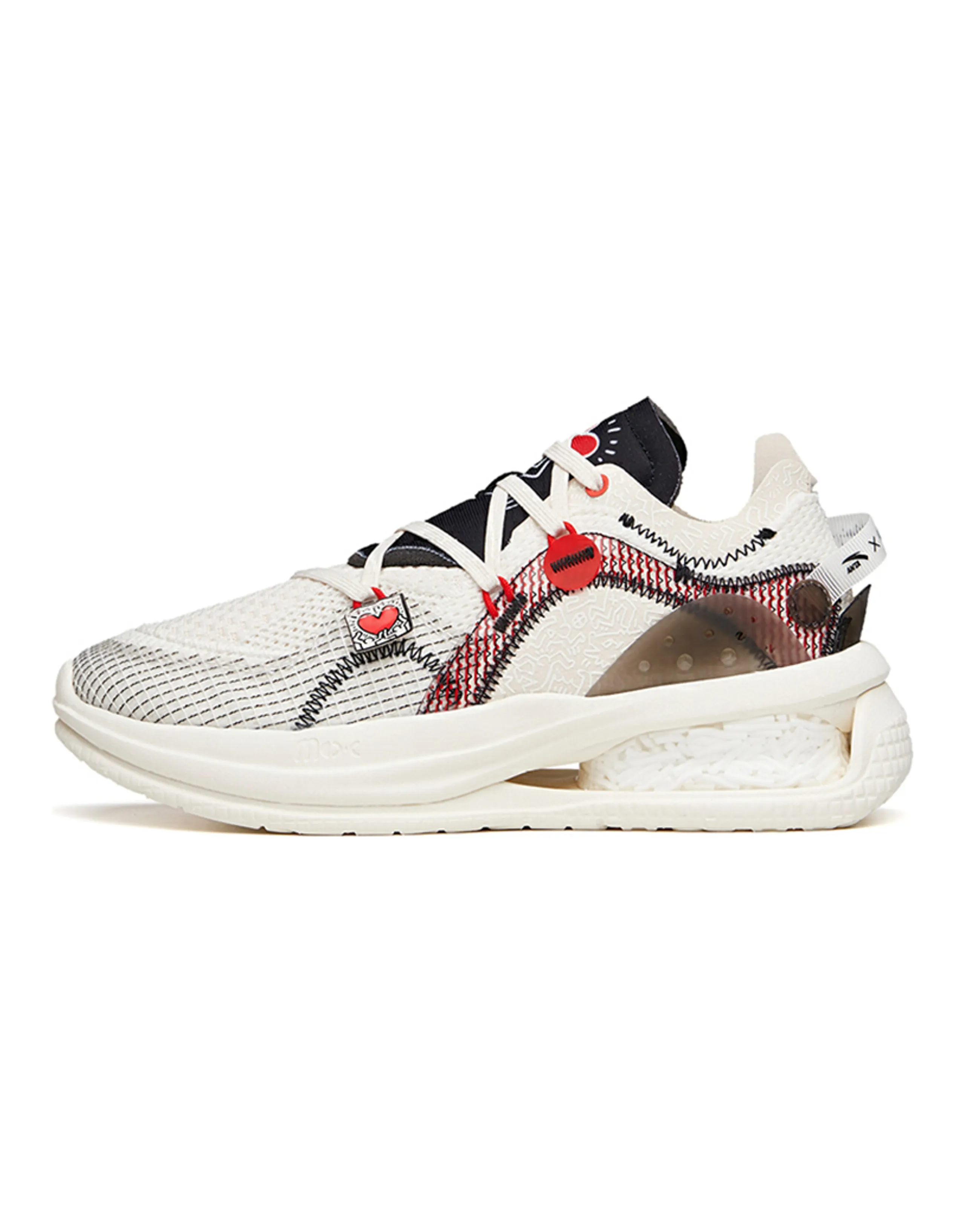 Keith Haring X ANTA Casual Shoes Women's Low-Top Ivory White/Hot Red/Black