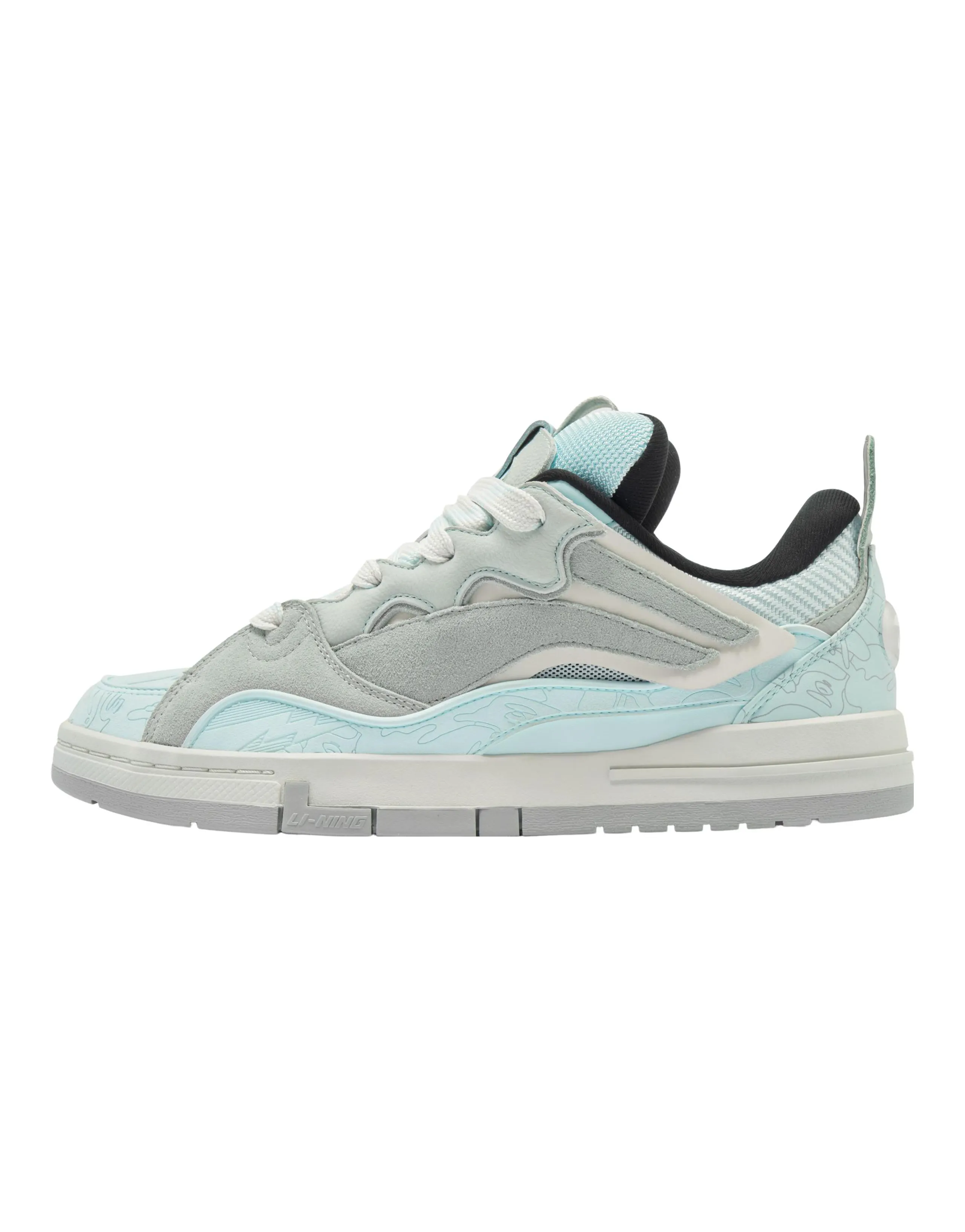 Aape x LiNing Wave Anti-Slip Wear-Resistant Low-Top Skateboard Shoes Women's Gray Blue