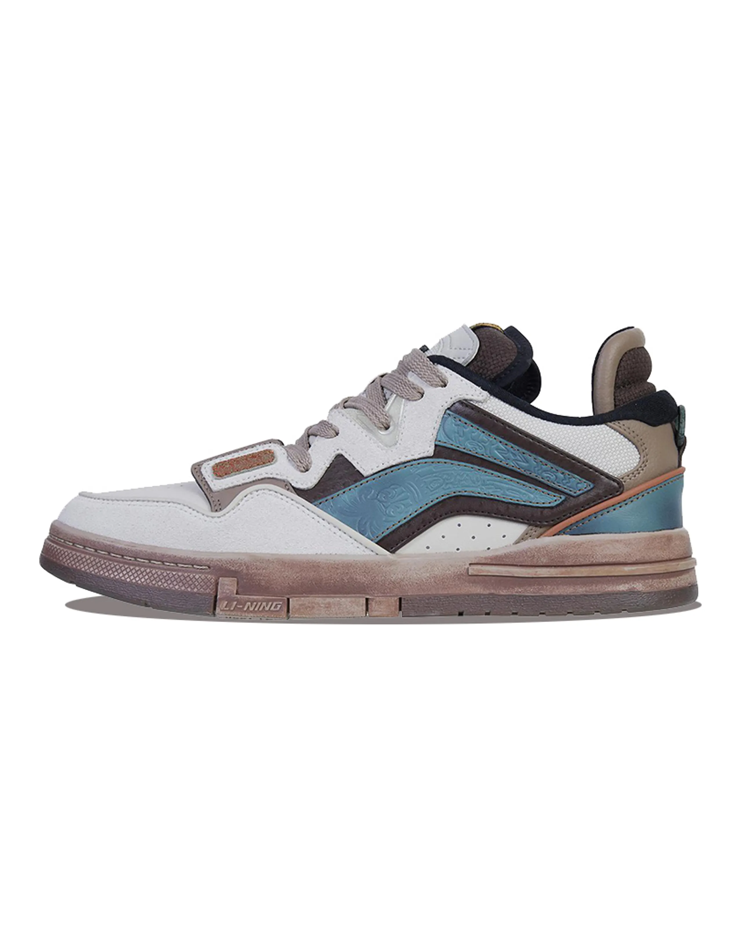 LiNing Wave Pro Bronze Anti-Slip And Wear-Resistant Lightweight Low-Top Skateboard Shoes Men's Blue Umber