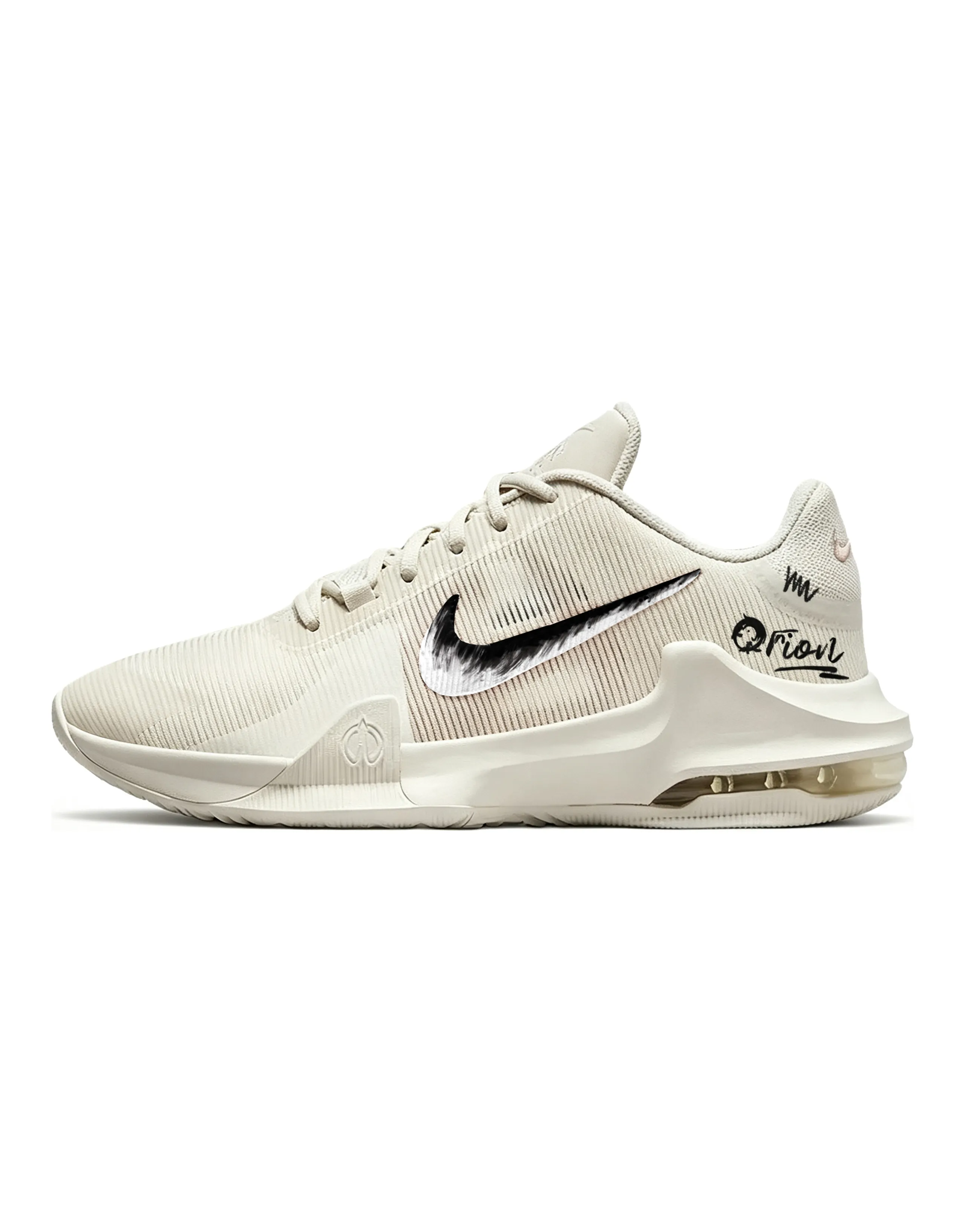 Custom SneakersNike Air Max Impact 4 Stop Comfortable Fabric Low-Top Enhanced Cushioning Basketball Shoes Men's Cream-Black
