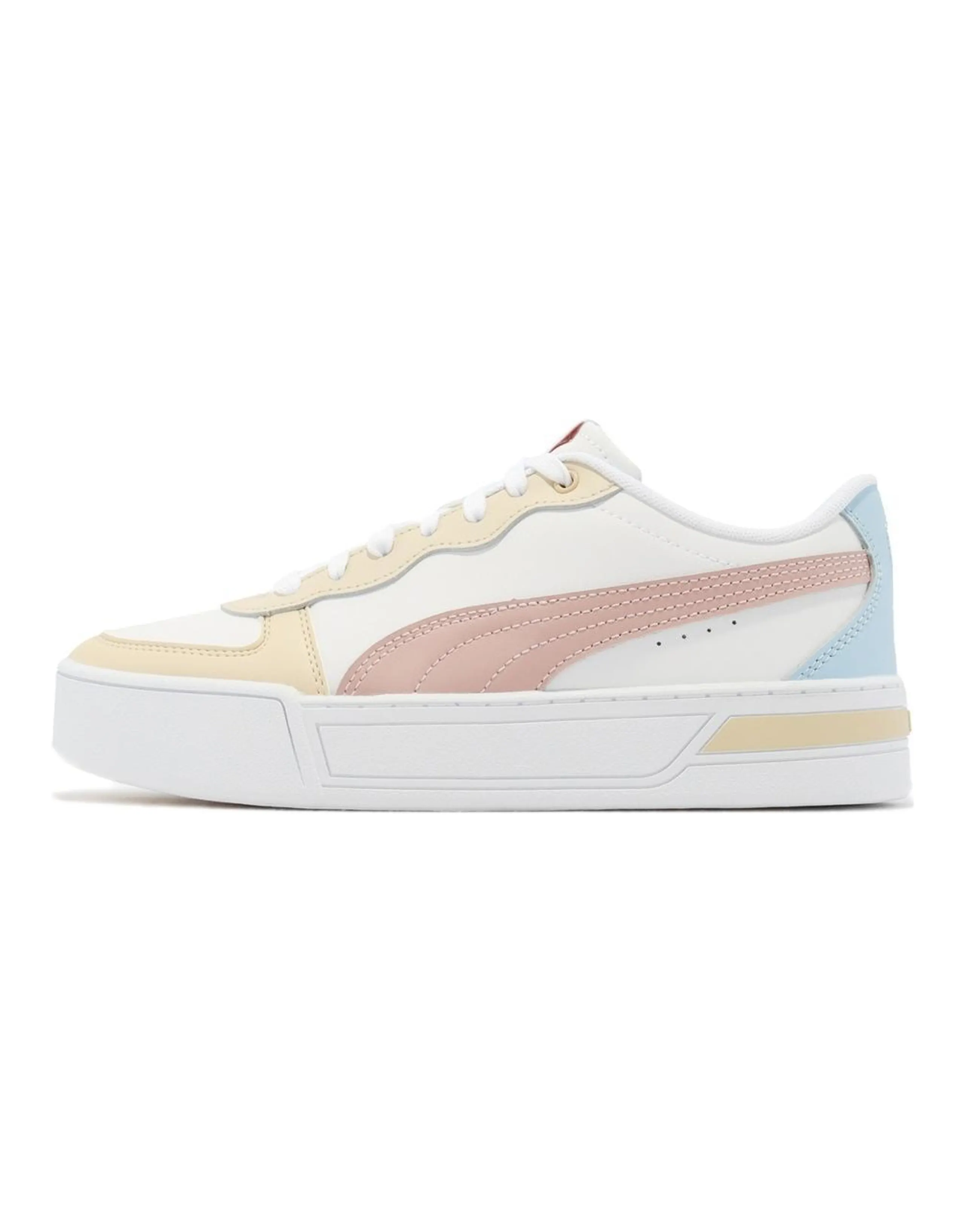 PUMA Skye Skateboard Shoes Women's Low-Top White-Rose Pink-Caramel Custard Color