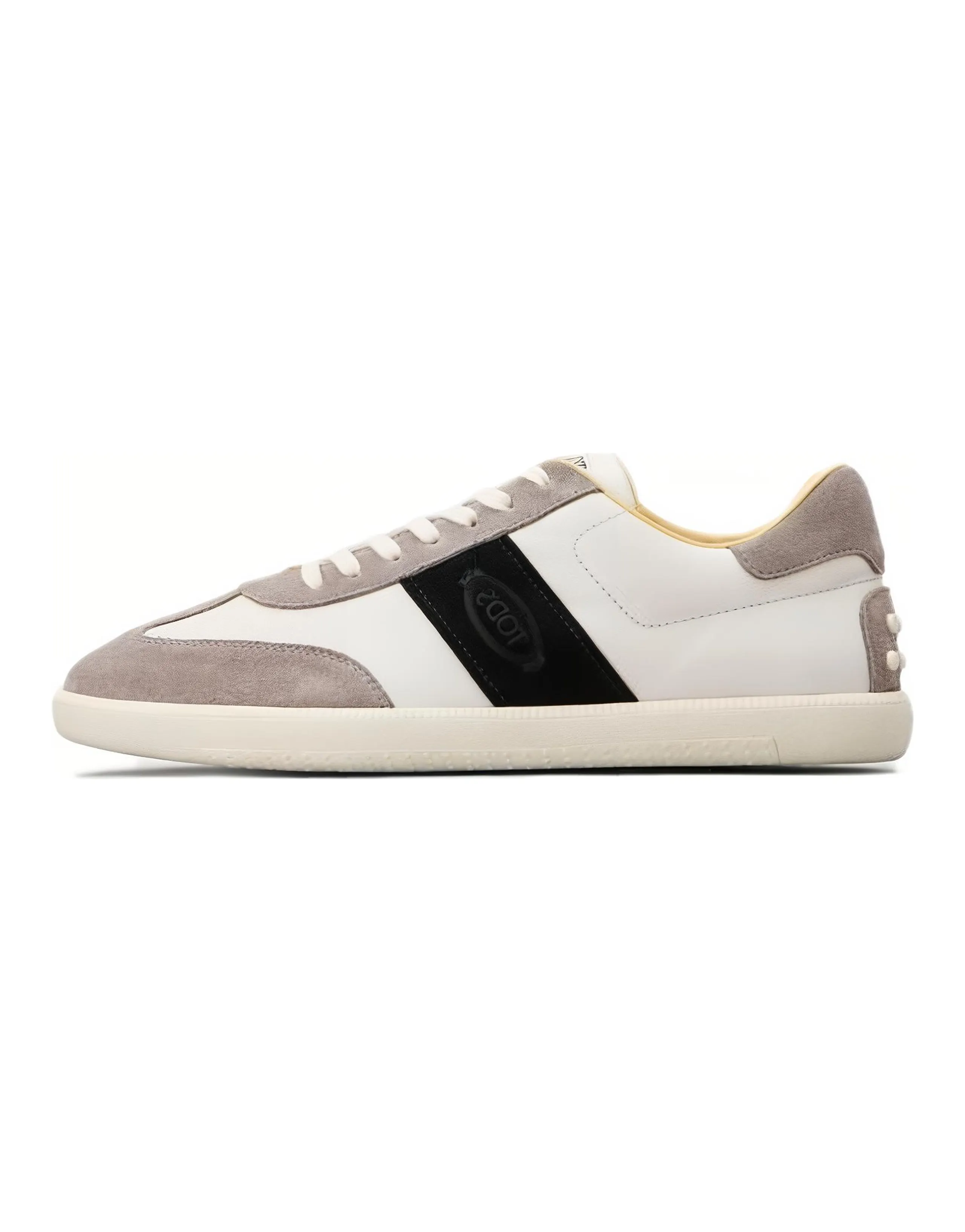 TOD'S Suede Round Toe Lace-Up Low-Top Sneakers Men's White Grey
