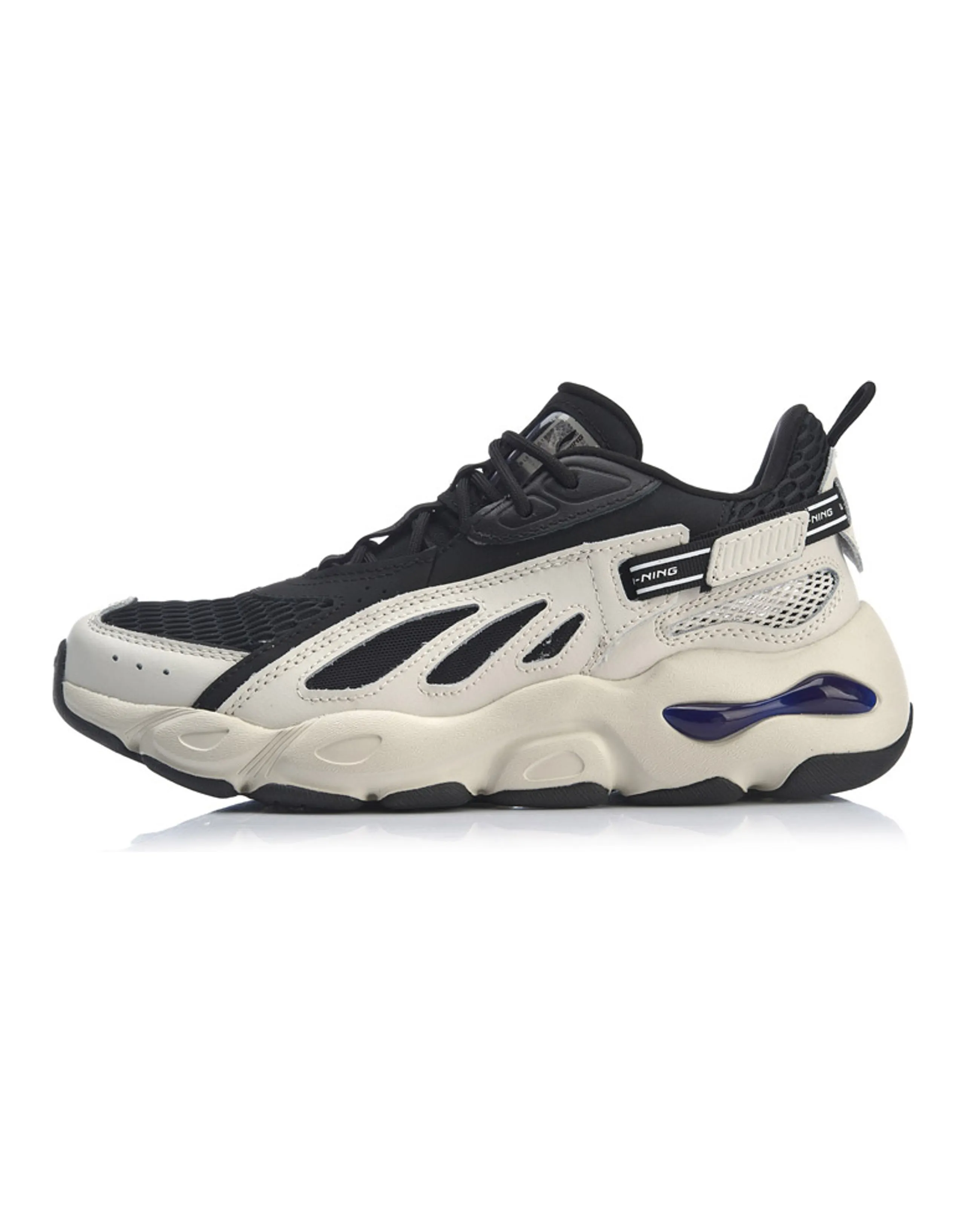 LINING Butterfly Lite Leather Men's Dad Shoes - White/Black/Dark Blue