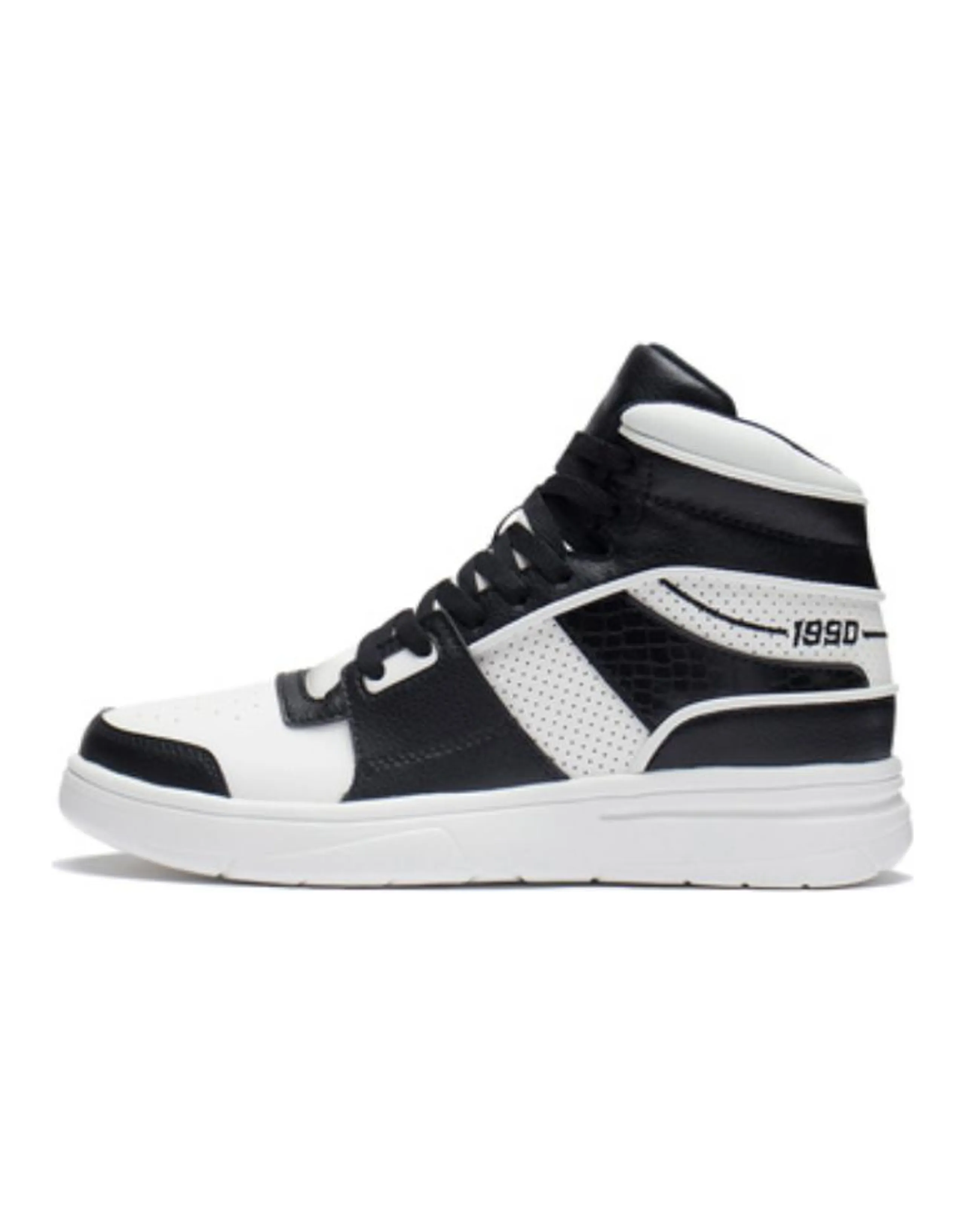 LiNing Wave Slip Resistant Cushioning Abrasion Resistant High Top Skateboard Shoes Men's Black White