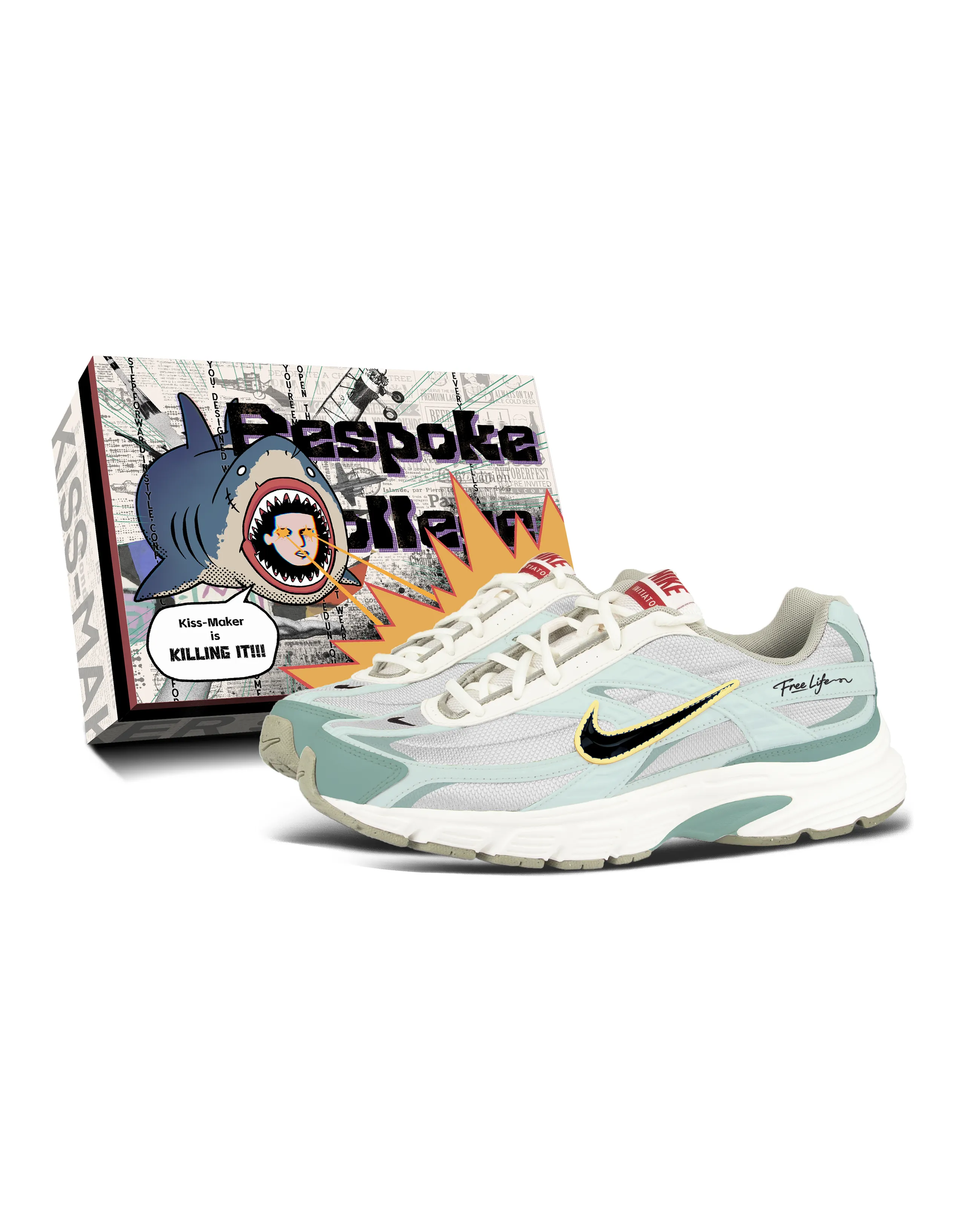 Nike Initiator Custom Lightweight Cushioned Mesh Running Shoes Men's Cyan
