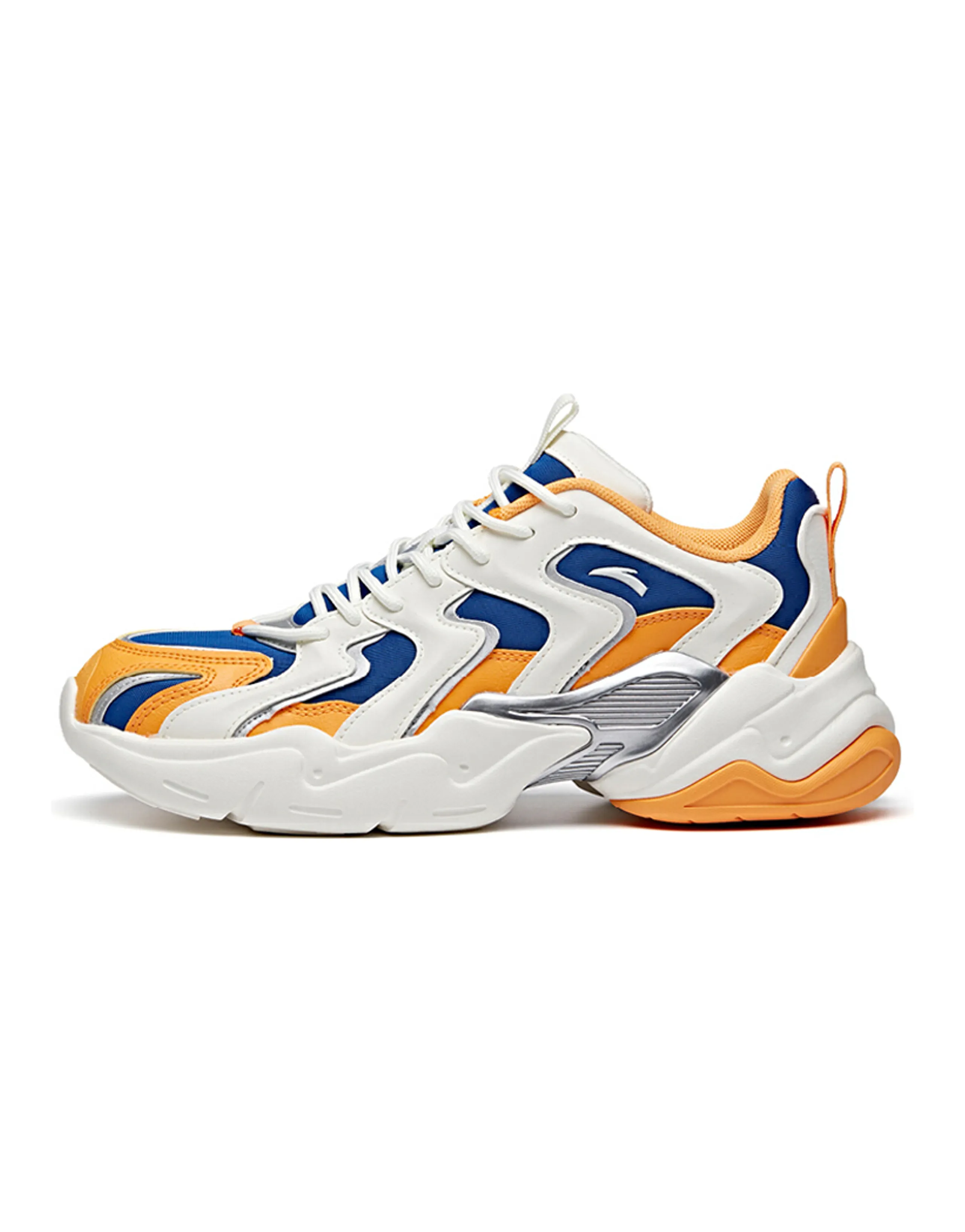 Anta Full Credit Anti-Slip Wear-Resistant Low-Top Chunky Sneakers White Yellow Blue