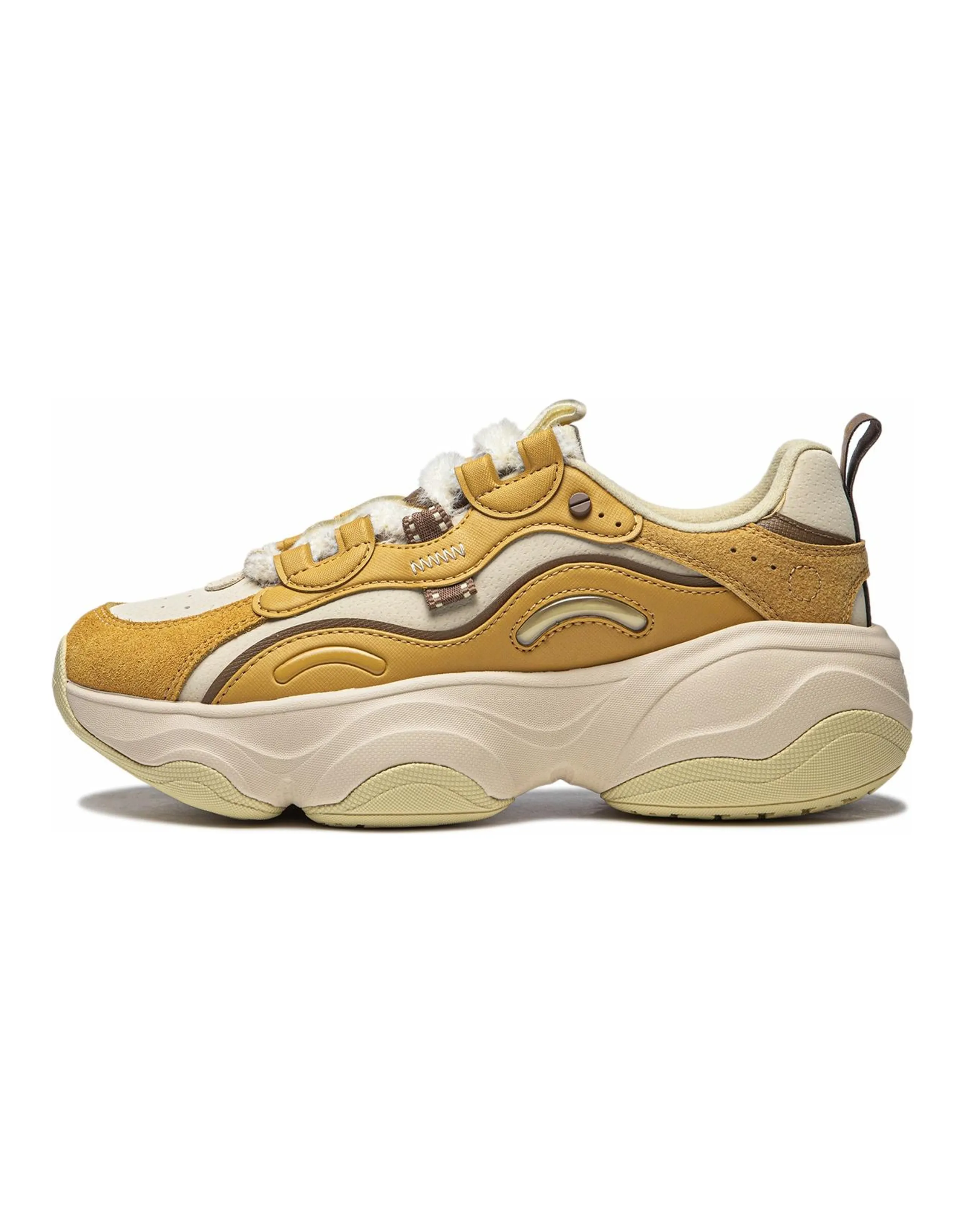 LiNing Honey V2 Anti-Slip Wear-Resistant Low-Top Chunky Sneakers Women's Yellow Rice