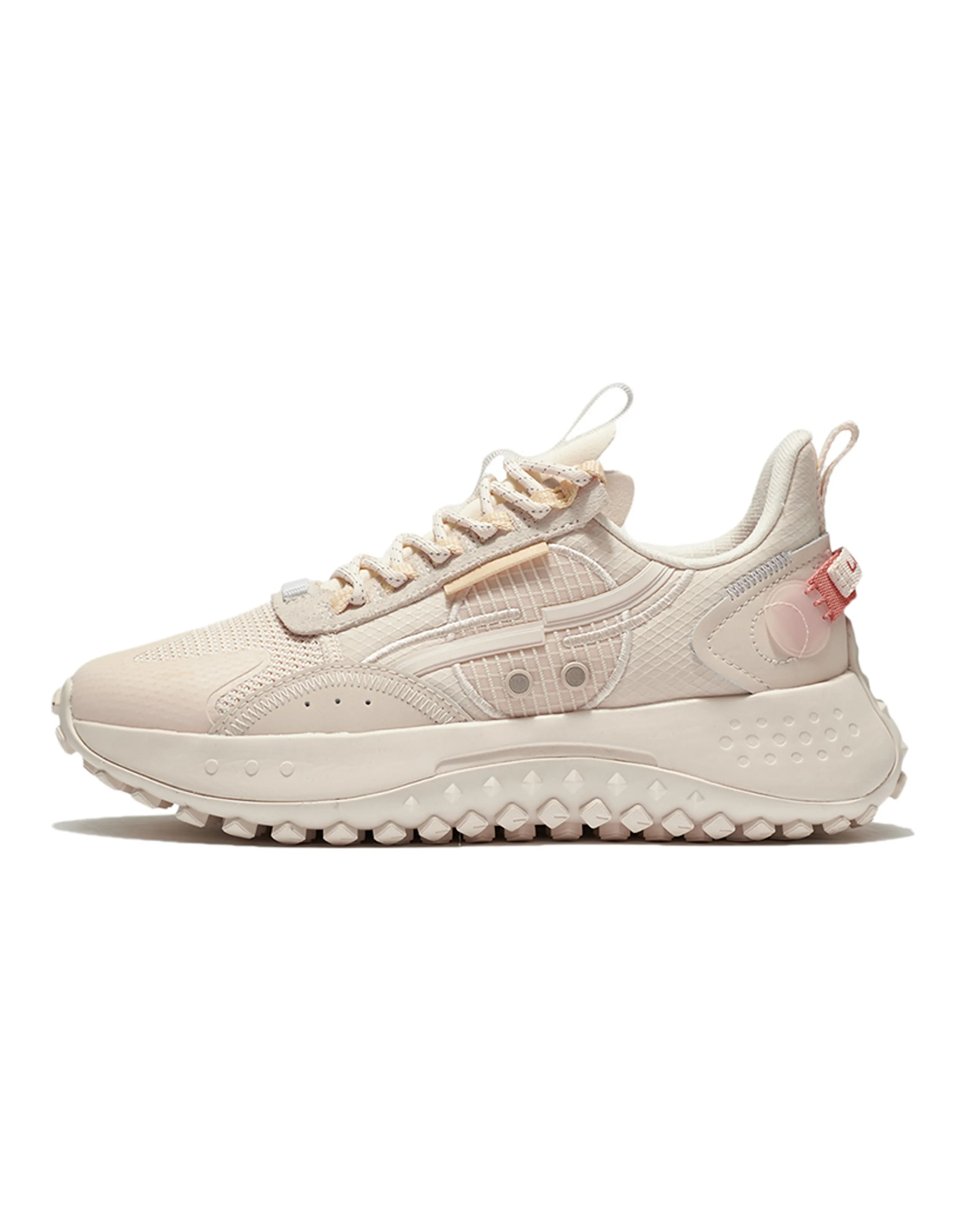 LiNing CF Moon Shadow Cushioning Anti-Slip And Wear-Resistant Low-Top Casual Shoes Women's Matte Ecru