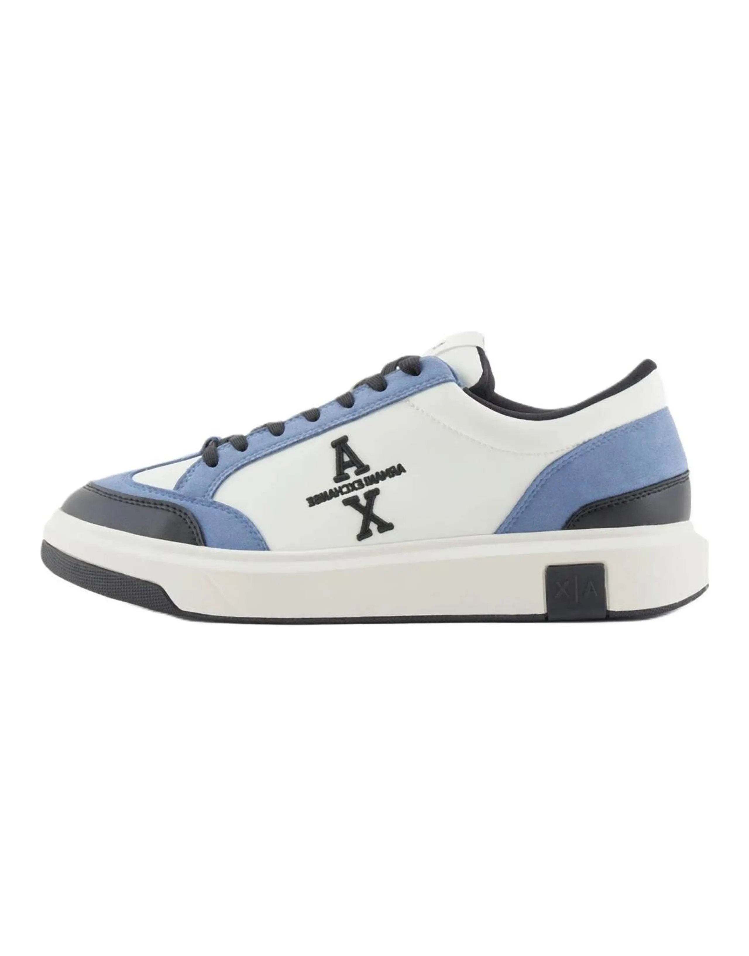 ARMANI EXCHANGE Round Toe Lace-Up Flat Low-Top Sneakers Men's Blue