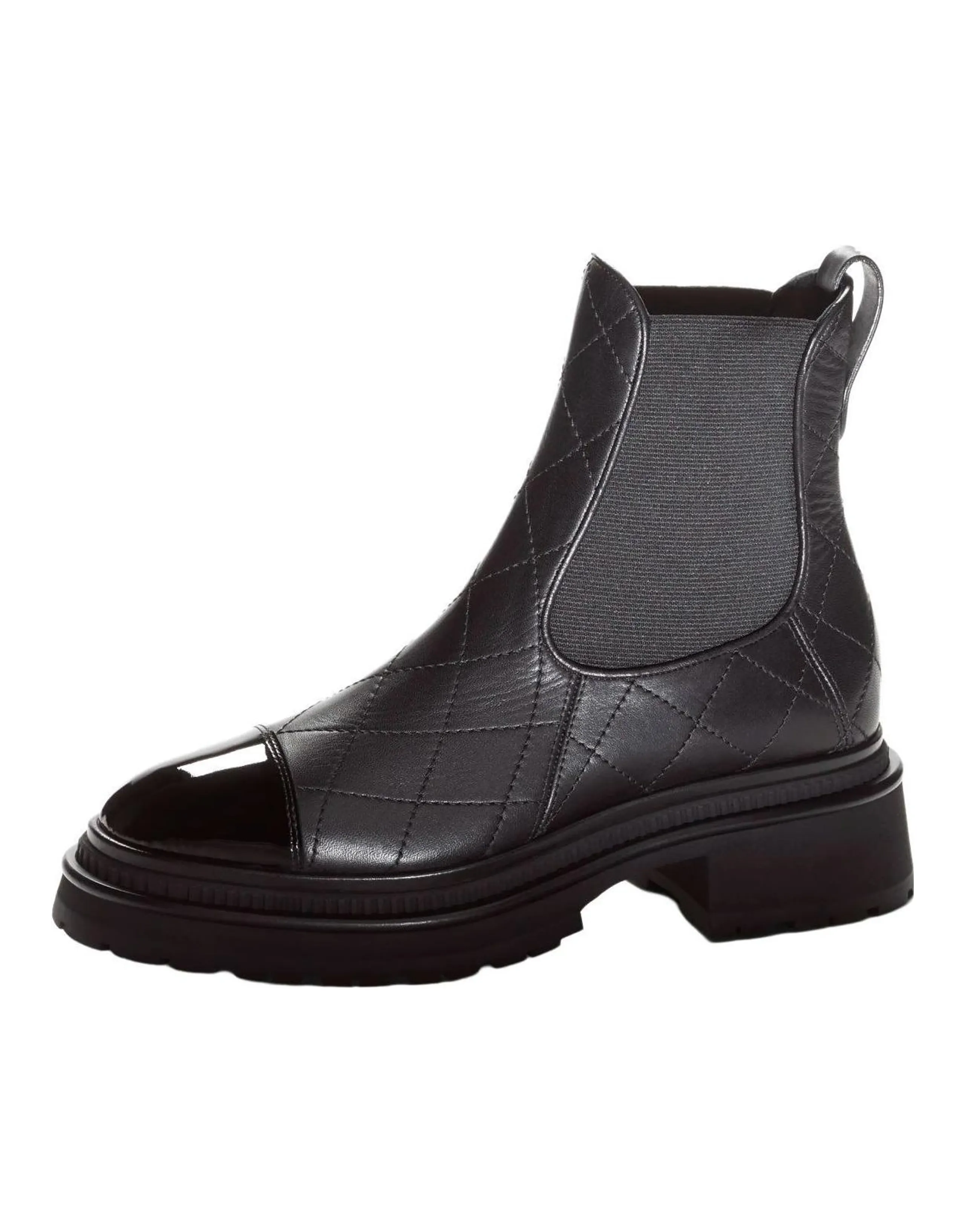 CHANEL Short Chelsea Boots 4cm Women's Black