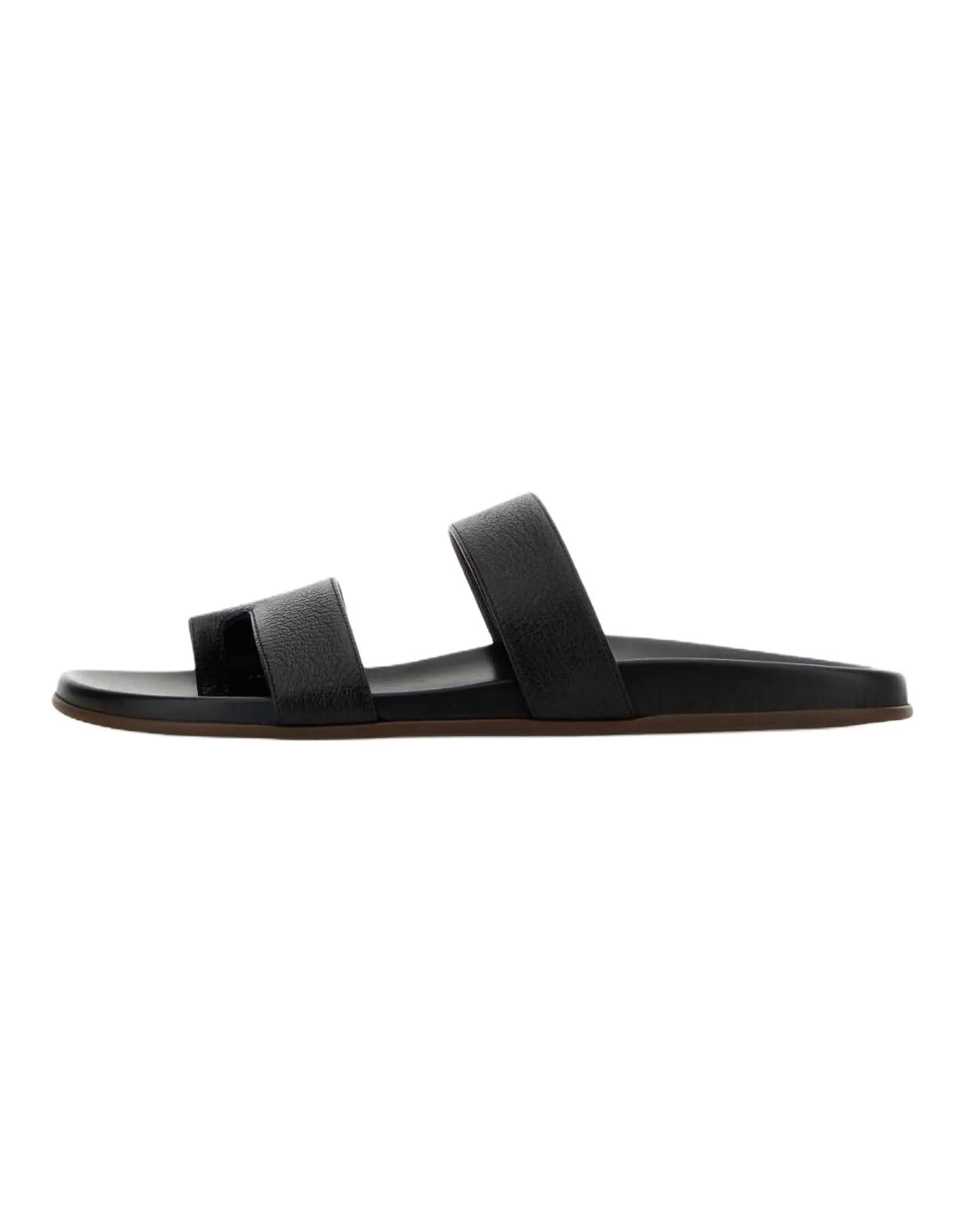 THE ROW Hugh Leather Round Toe Flat Flip Flops Women's Black
