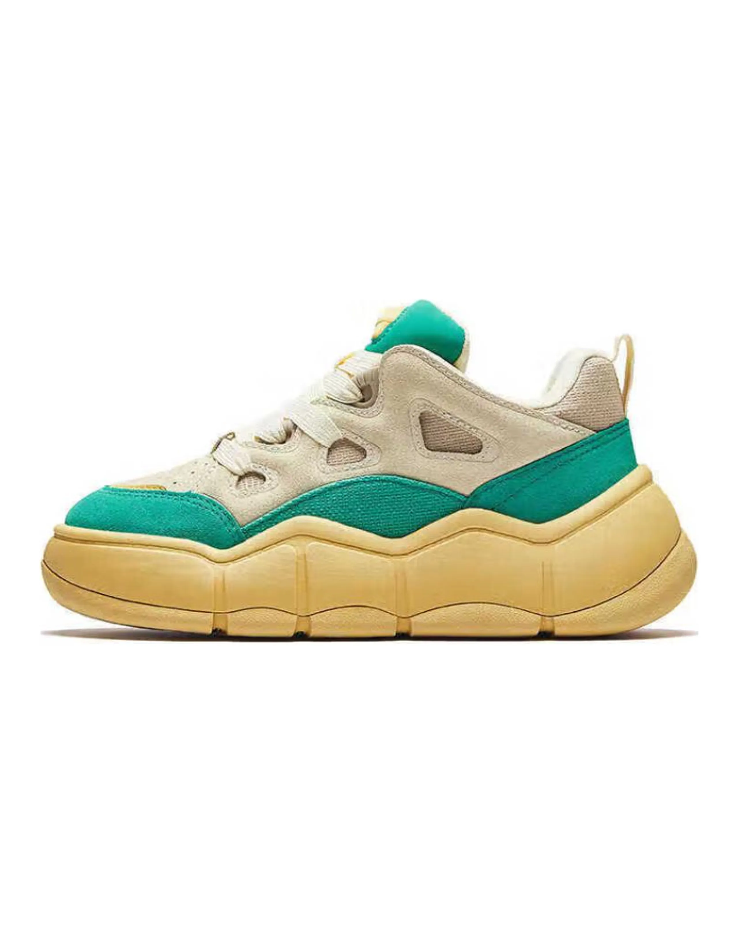 Anta Anti-Slip Wear-Resistant Low-Top Skateboard Shoes Women's Beige Green
