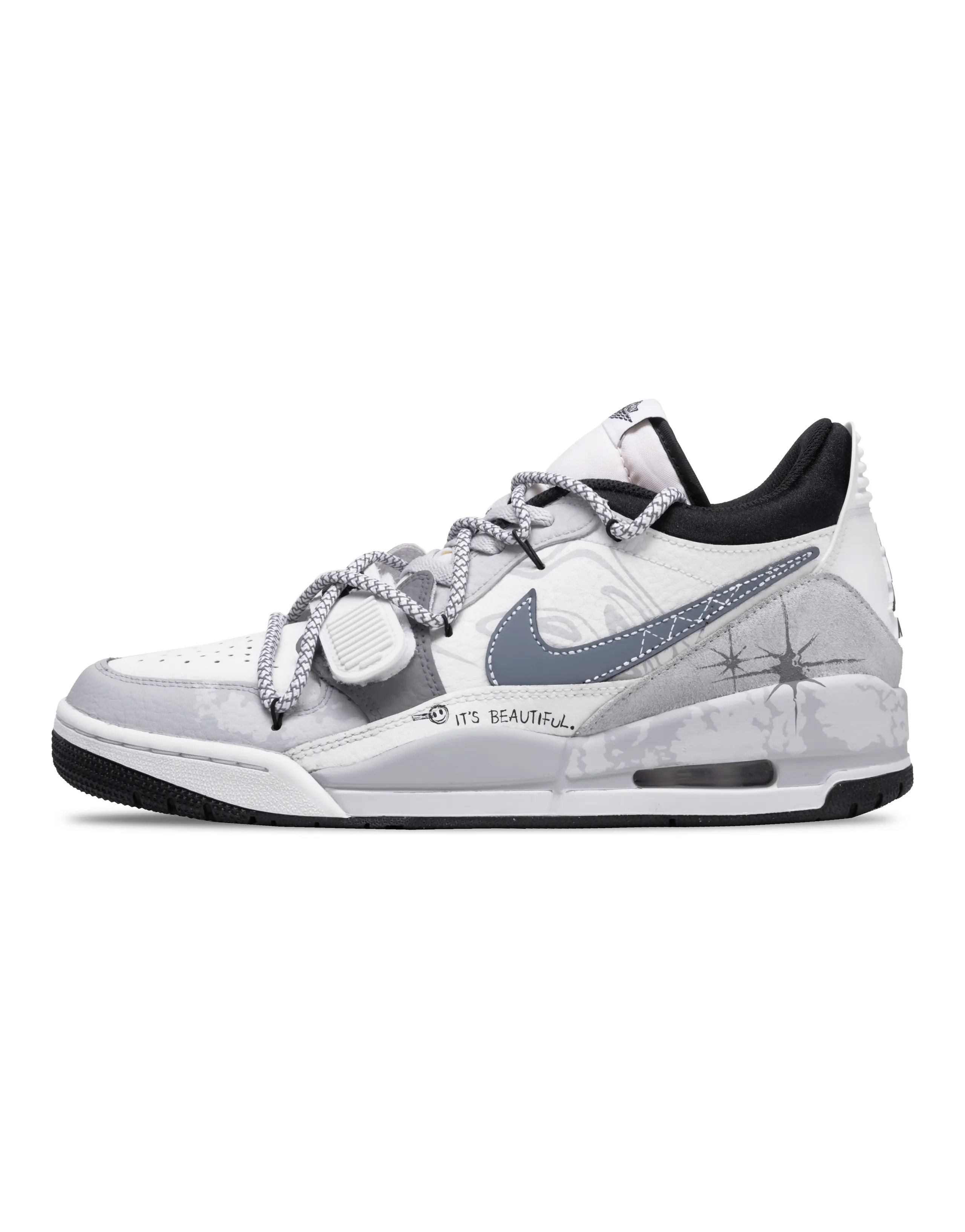 Jordan Legacy 312 Custom Deconstructed Tie-Dye Low-Top Retro Basketball Shoes Men's Light Gray