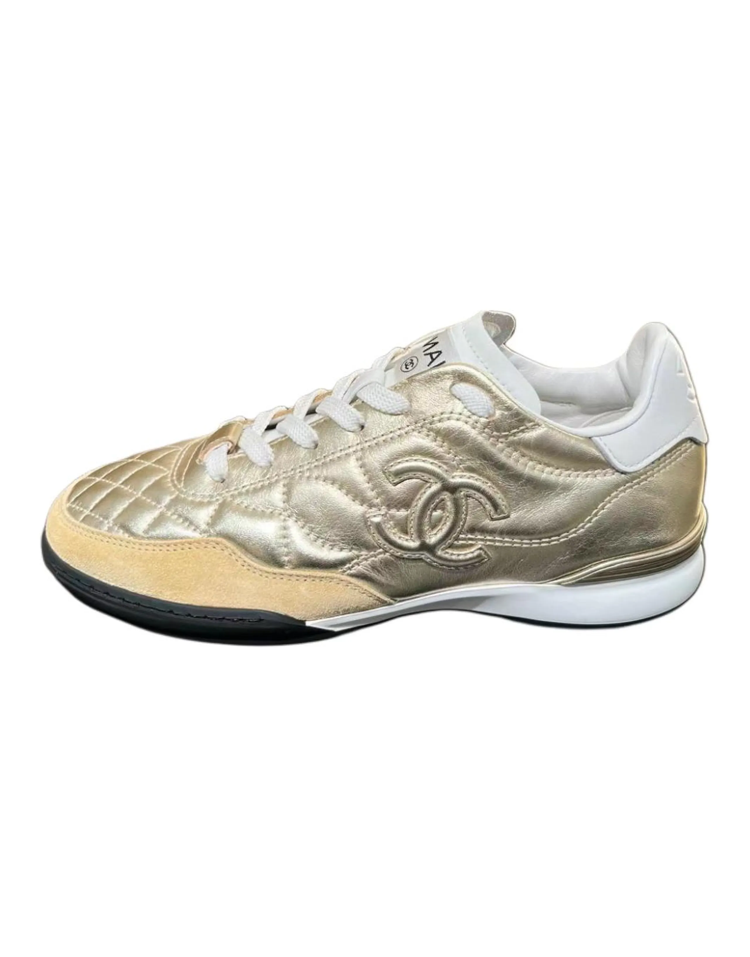 CHANEL Low-Top Casual Shoes German Army Trainers Women's Gold