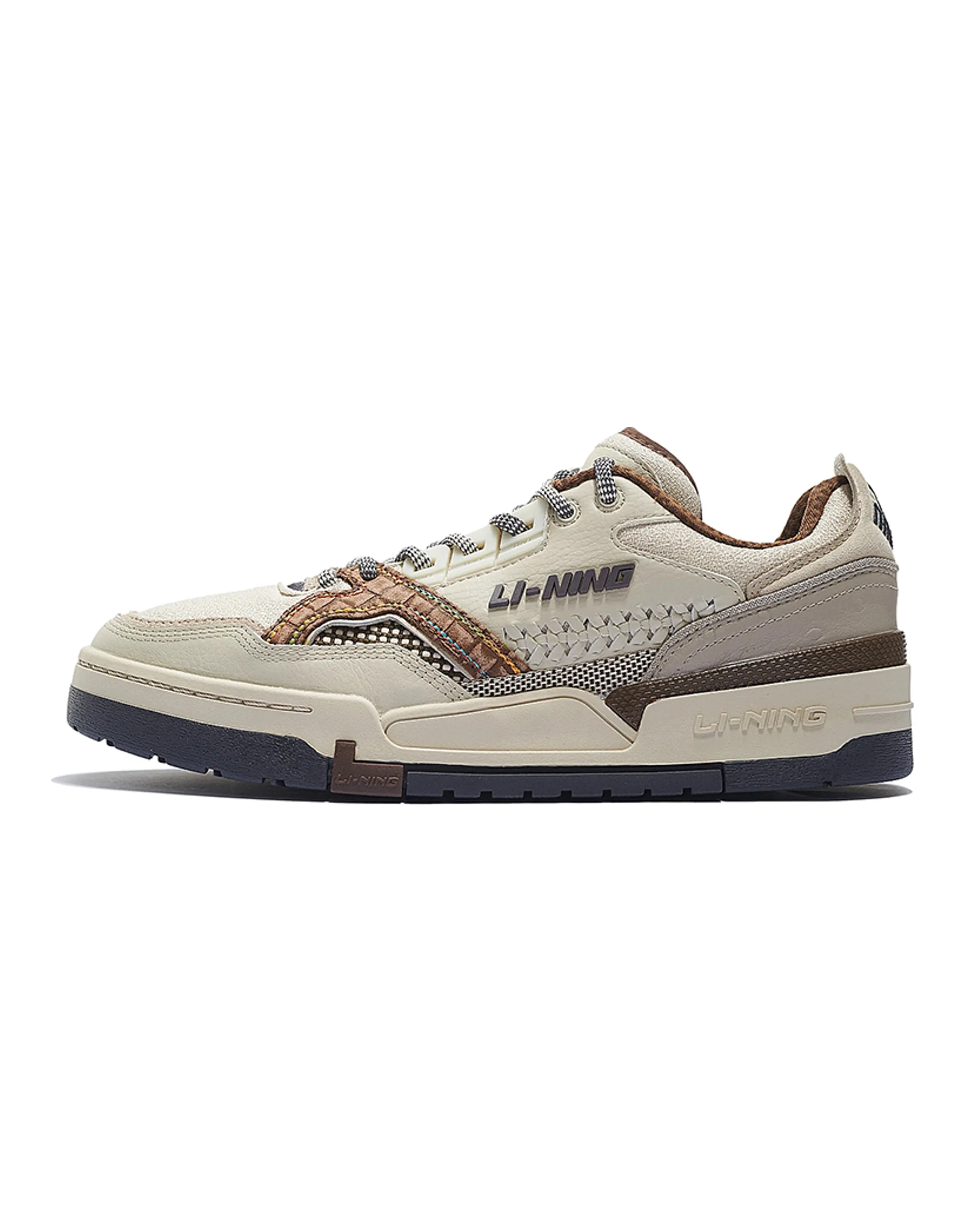 LiNing 001 Skateboard Shoes Men Low-Top Oat Gray/Cashmere Gray/Terracotta Brown