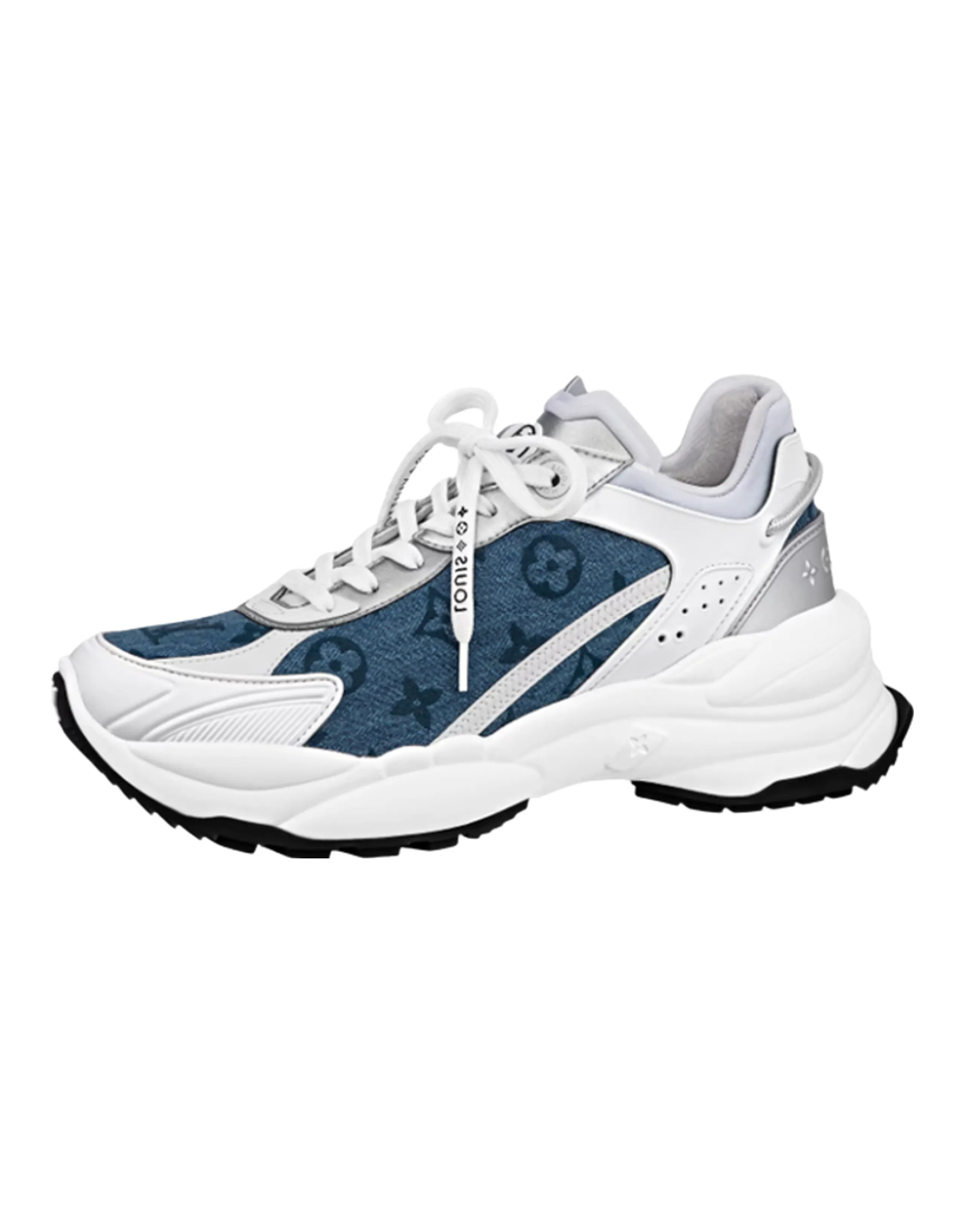 LOUIS VUITTON Run 55 Sneakers 'Denim Monogram Silver' Women's