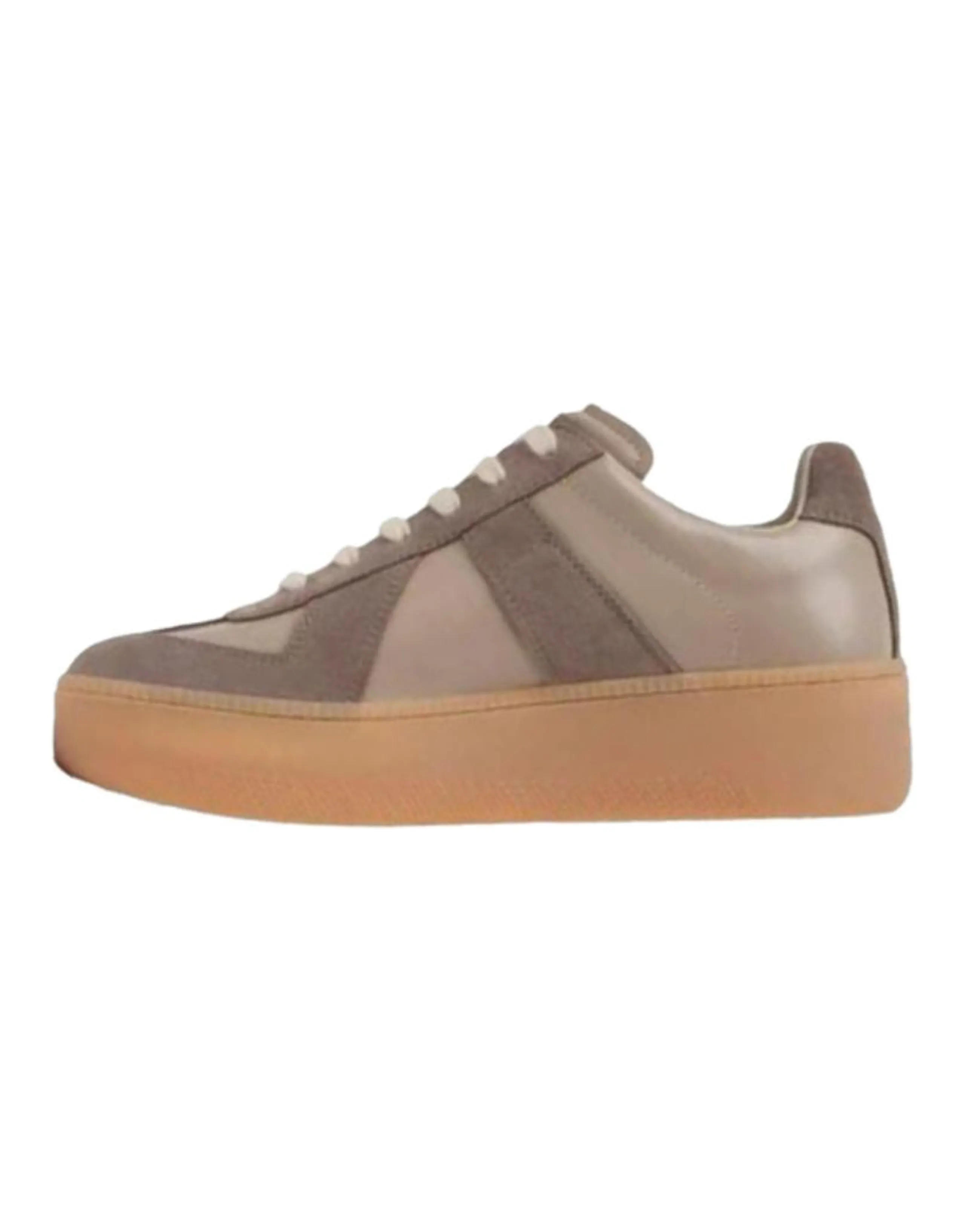 Maison Margiela Replica Cow Leather Platform Lace-Up German Army Trainers Low-Top Sneakers Women's Brown
