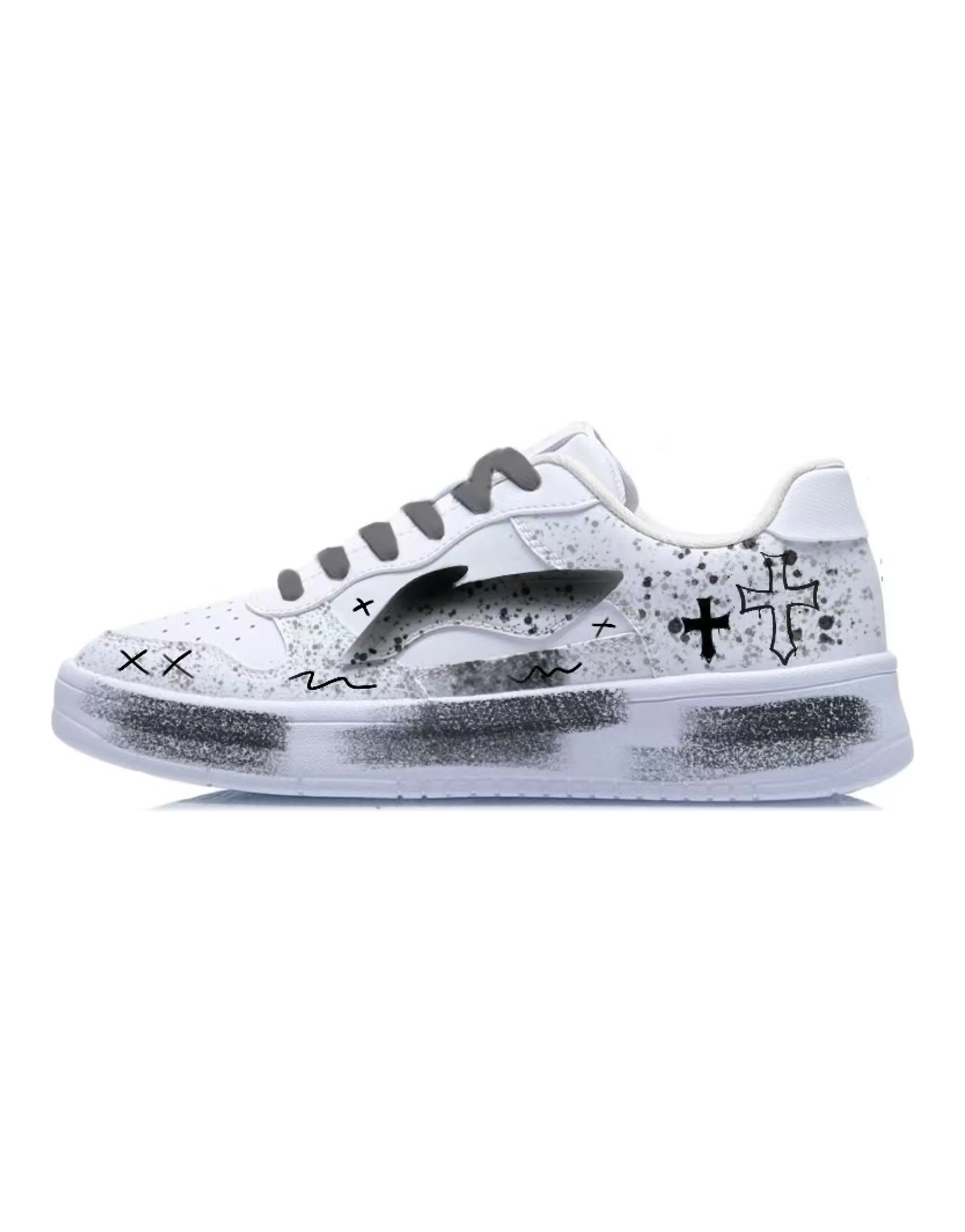LiNing Pontoon Boats Lightweight And Breathable Low-Top Skateboard Shoes Women's White Gray