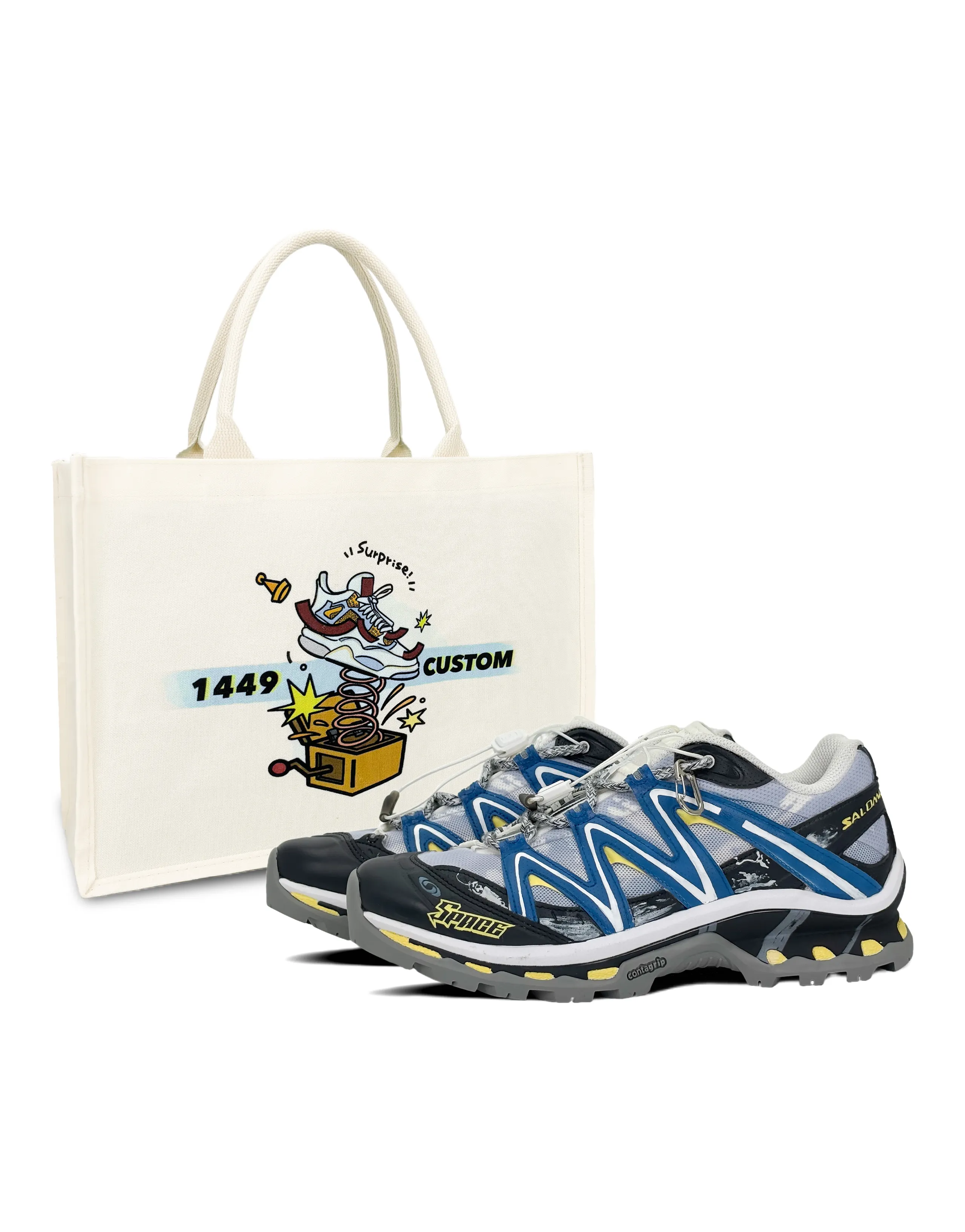 SALOMON XT-Quest 'Rapid Climb' Gift Bag Versatile Adventure Low-Top Hiking Trekking Shoes Unisex Blue-Grey