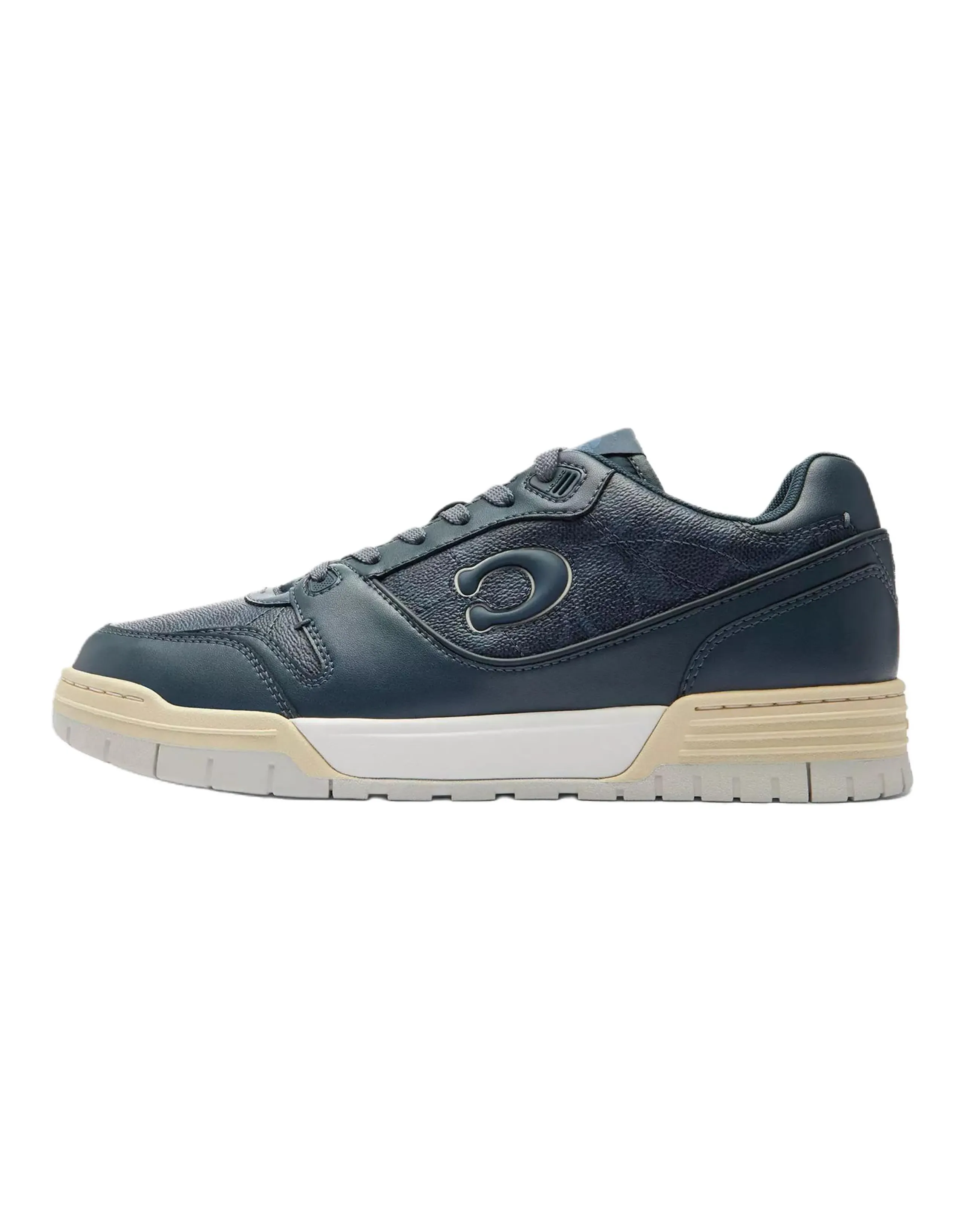 COACH Soho Leather Lace-Up Round Toe Low-Top Sneakers Men's Blue