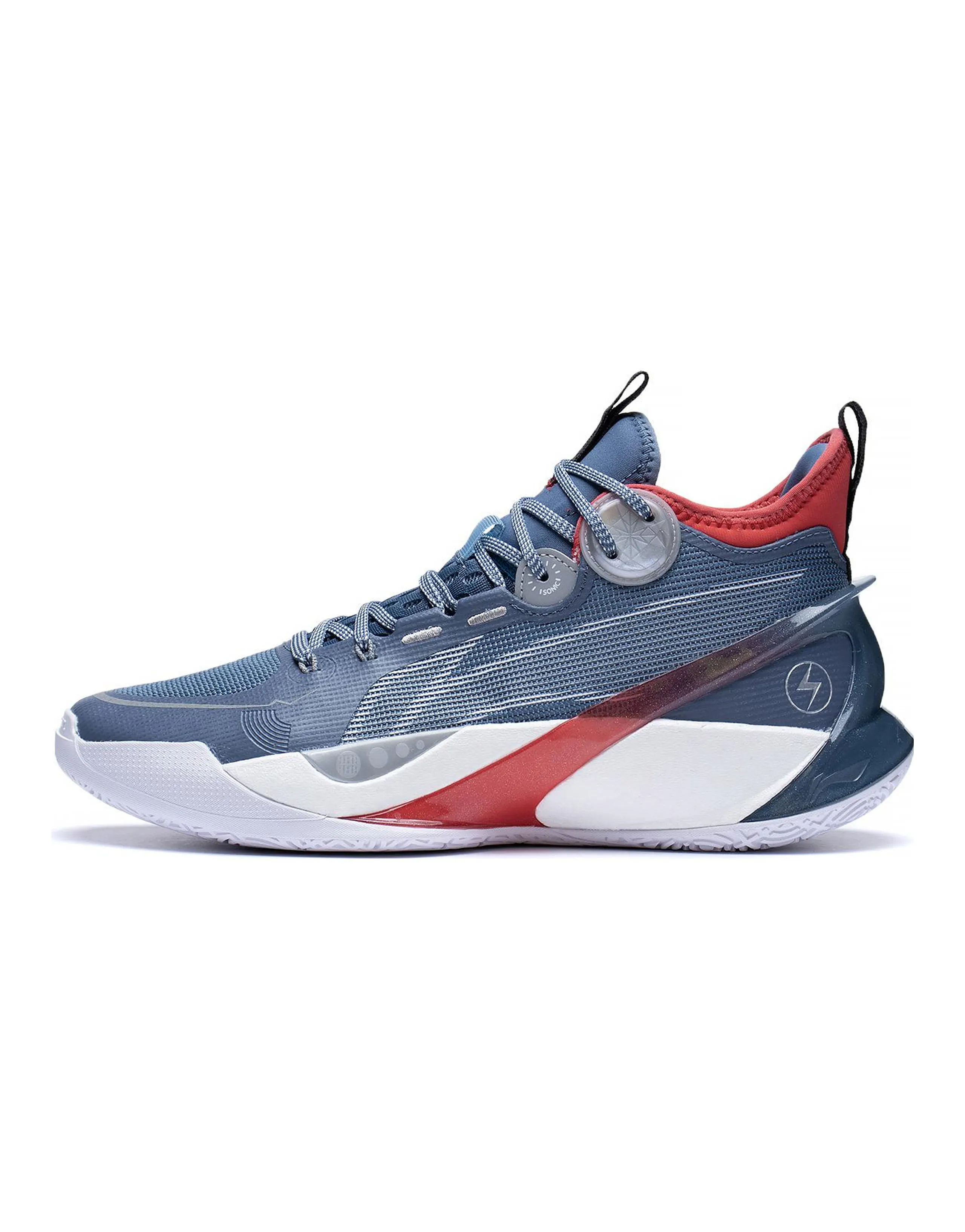 LiNing SONIC 10 Ultra Durable Breathable Mid-Top Basketball Shoes Blue White Red