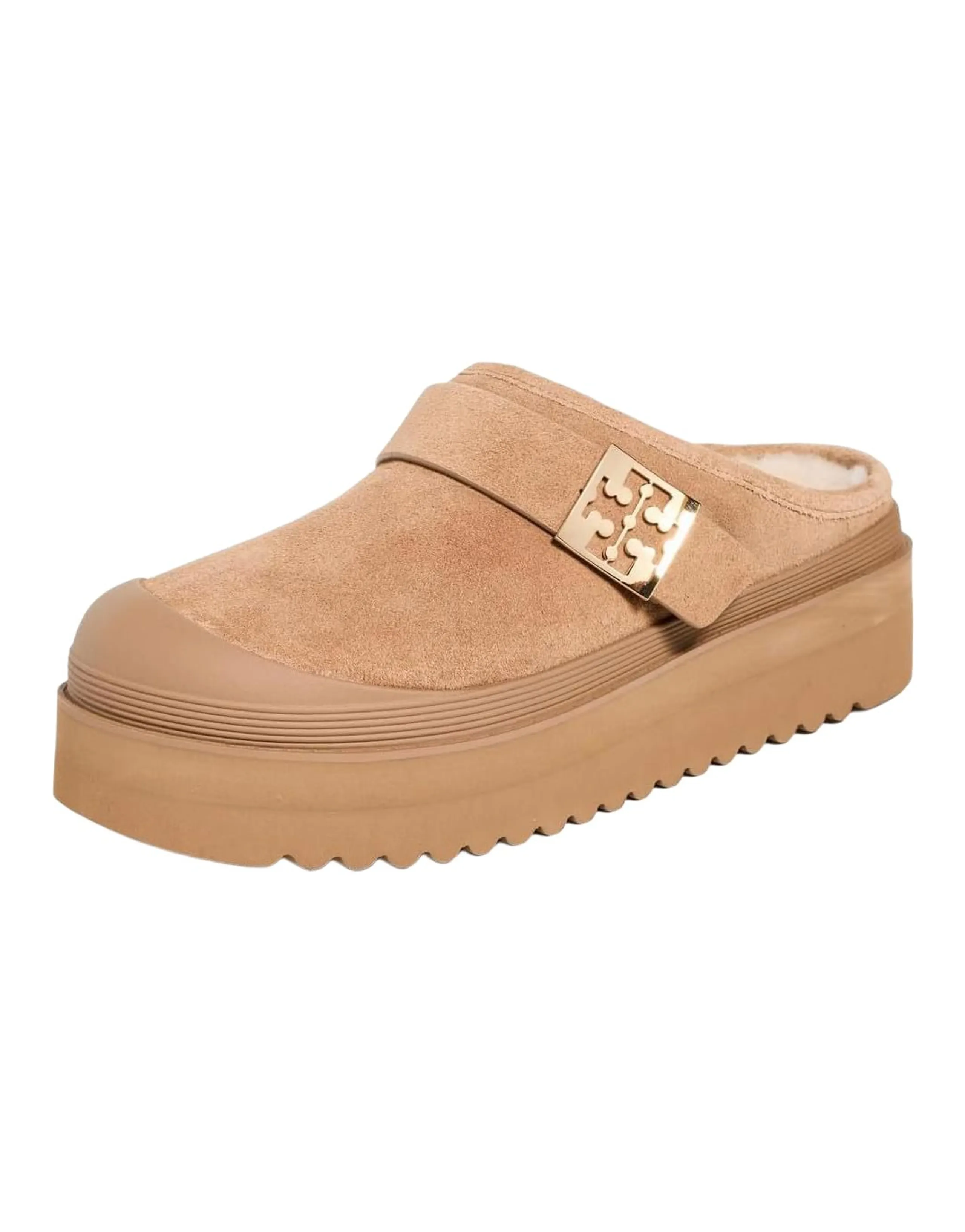 TORY BURCH Mellow Suede Round Toe Slip-On Mules 4cm Women's Brown