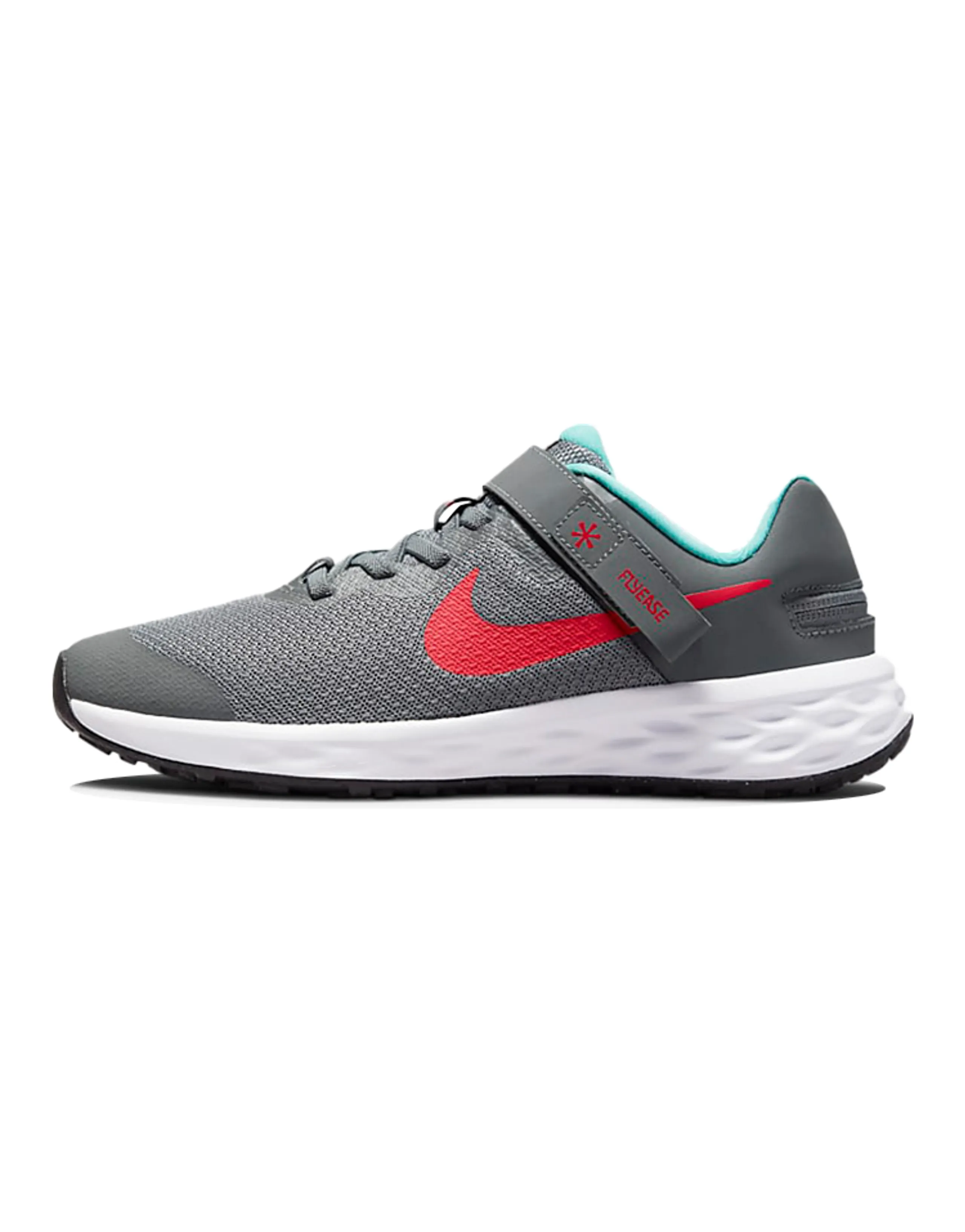 Nike Revolution 6 FlyEase Smoke Grey Siren Red GS