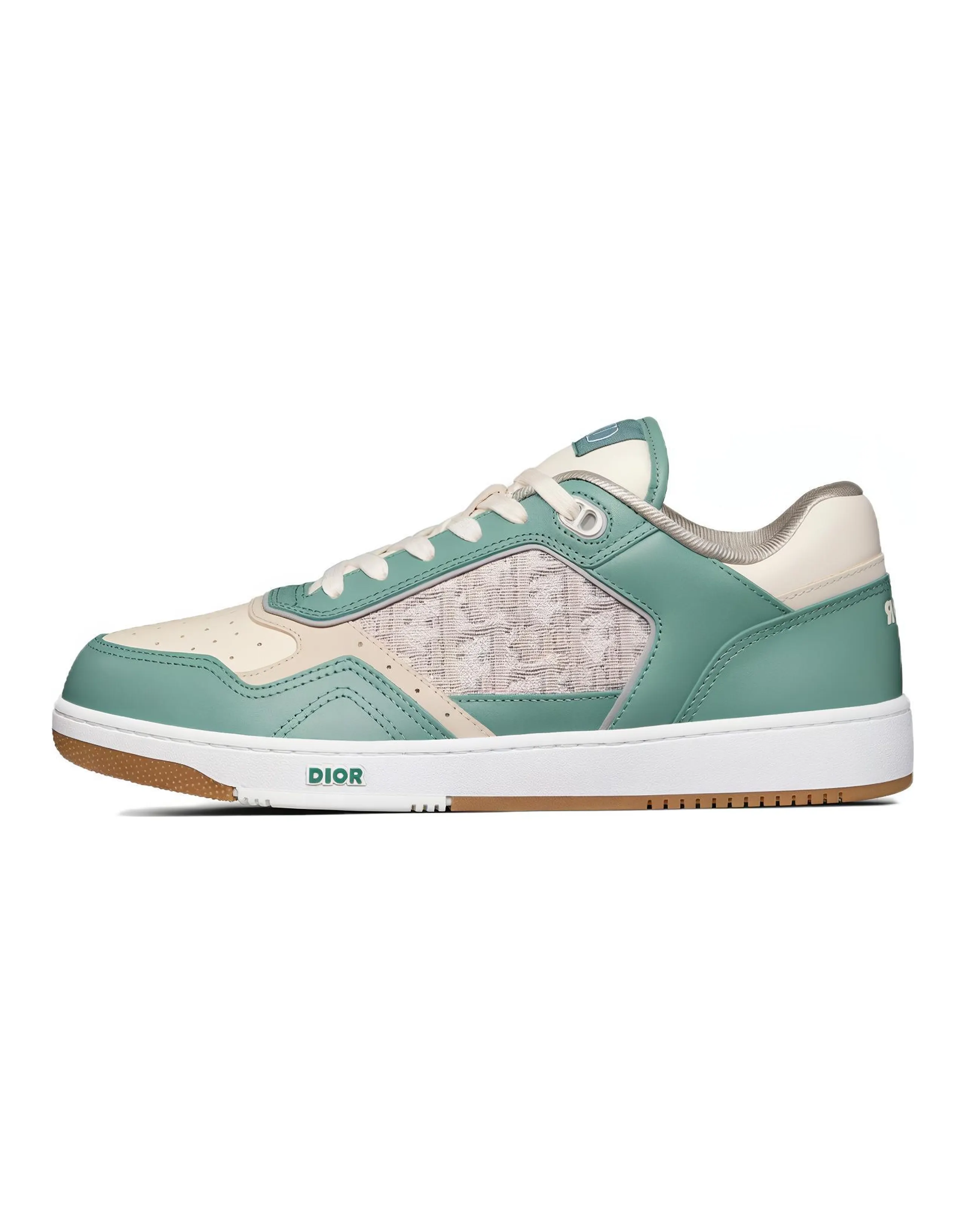 DIOR B27 Low Turquoise And Cream Smooth Calfskin And Cream DIOR Oblique Jacquard Canvas