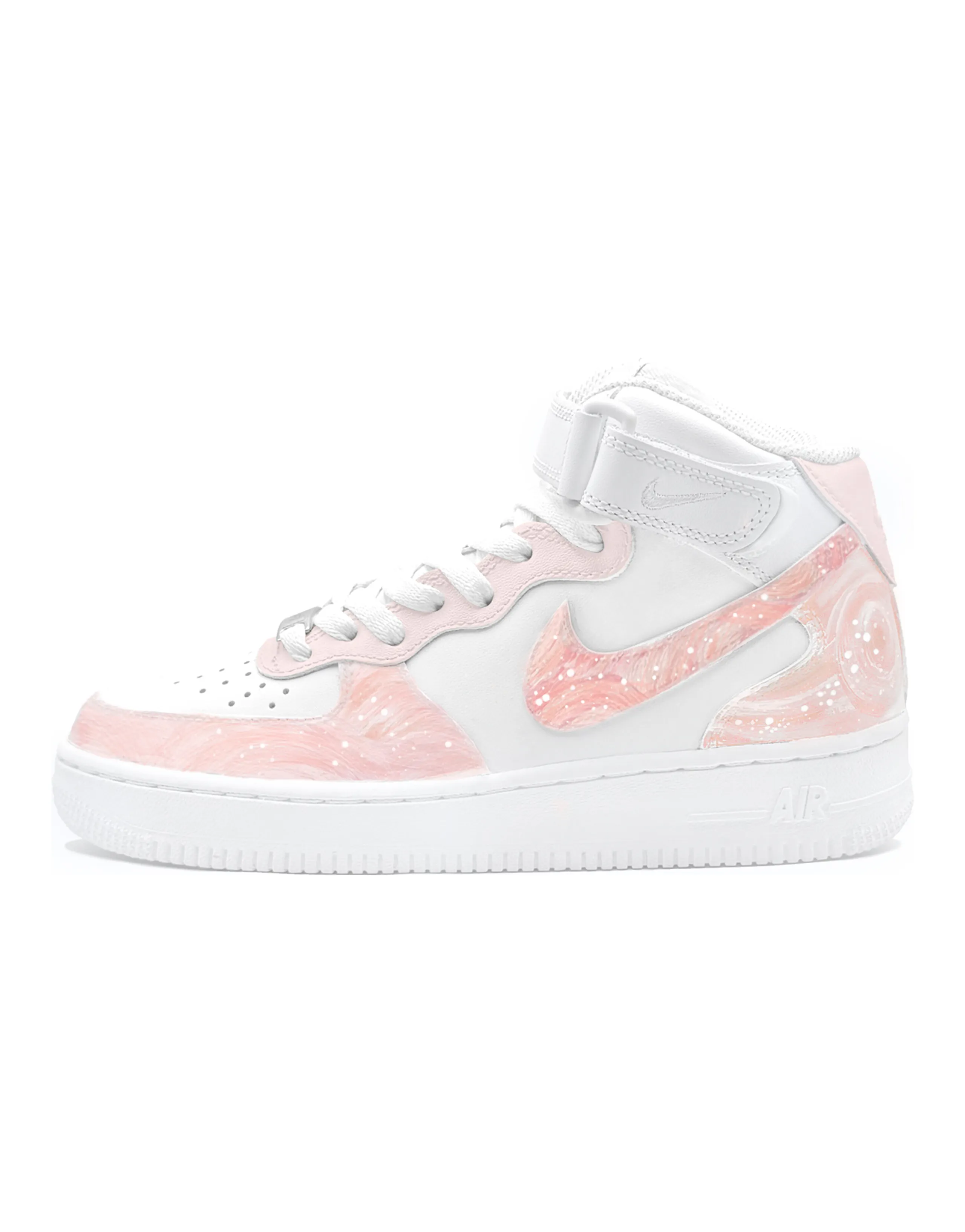 Custom Nike Air Force 1 Mid 'Pink Mist' Sneakers in Pink/White
