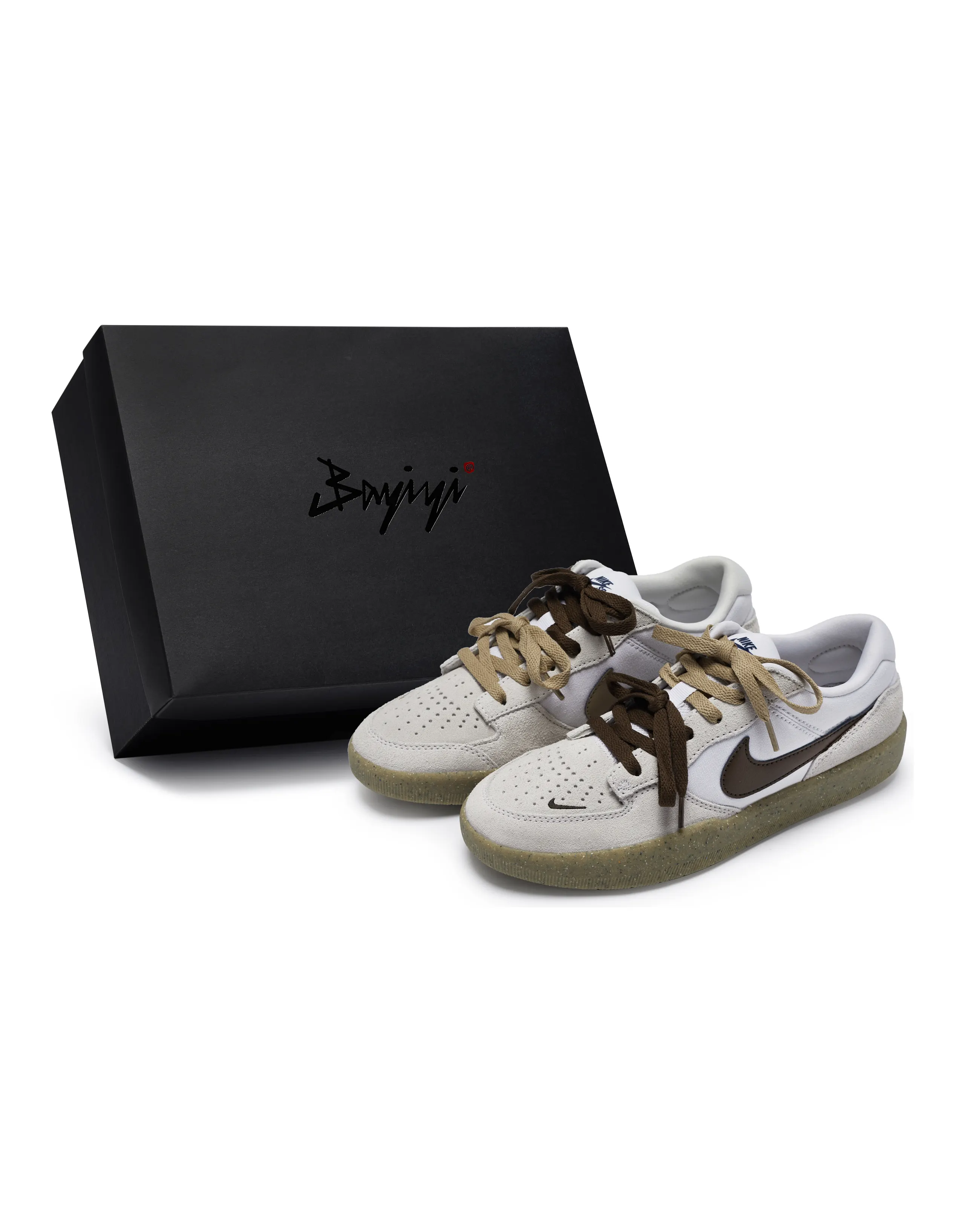Nike SB Force 58 811 Manufacture Lattice Pattern Special Shoe Box Low Top Skateboard Shoes Unisex Gray White Brown