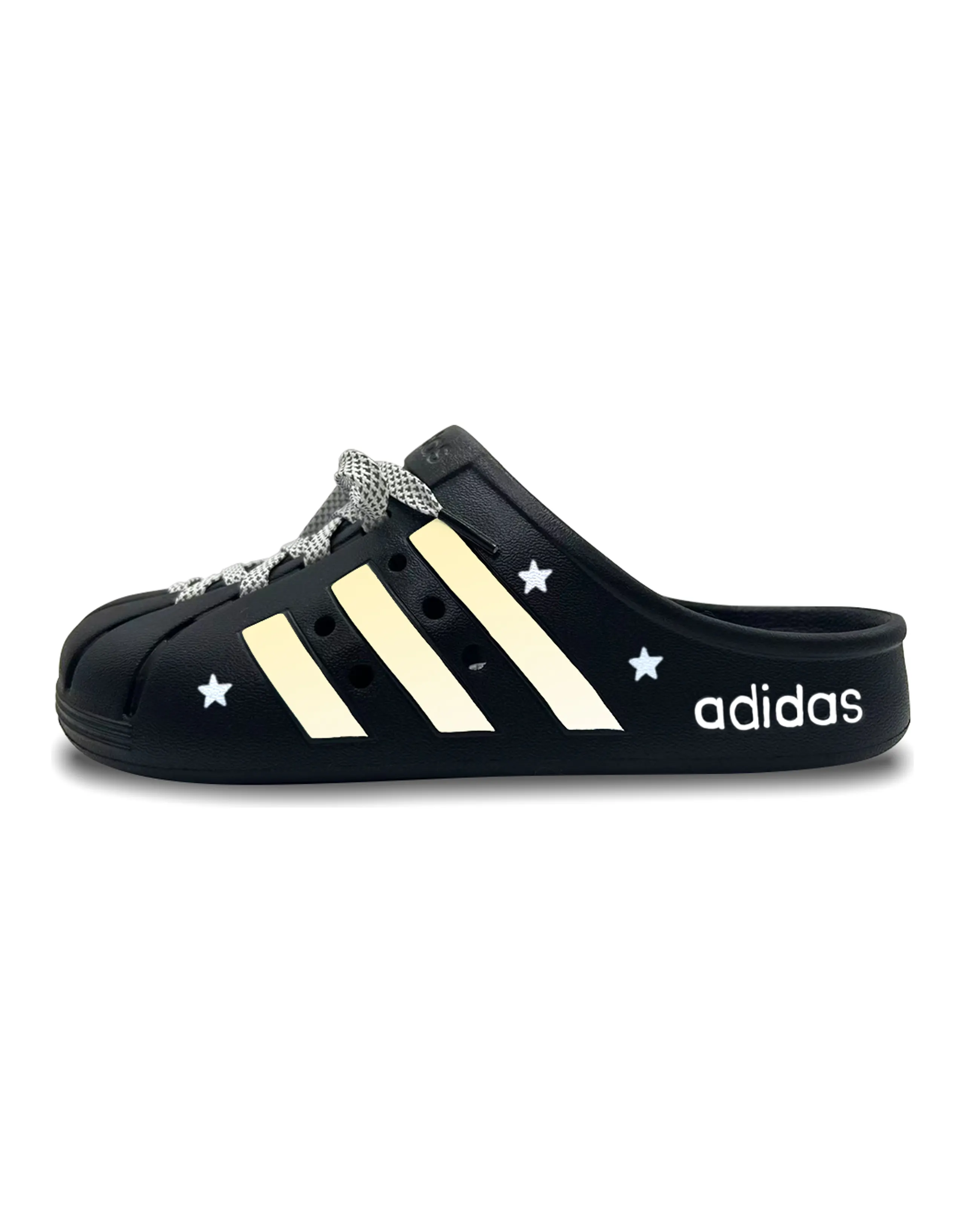 [Custom] adidas ADILETTE CLOGS Star Glitter EVA Comfortable Casual Everyday Clogs Unisex Black/White