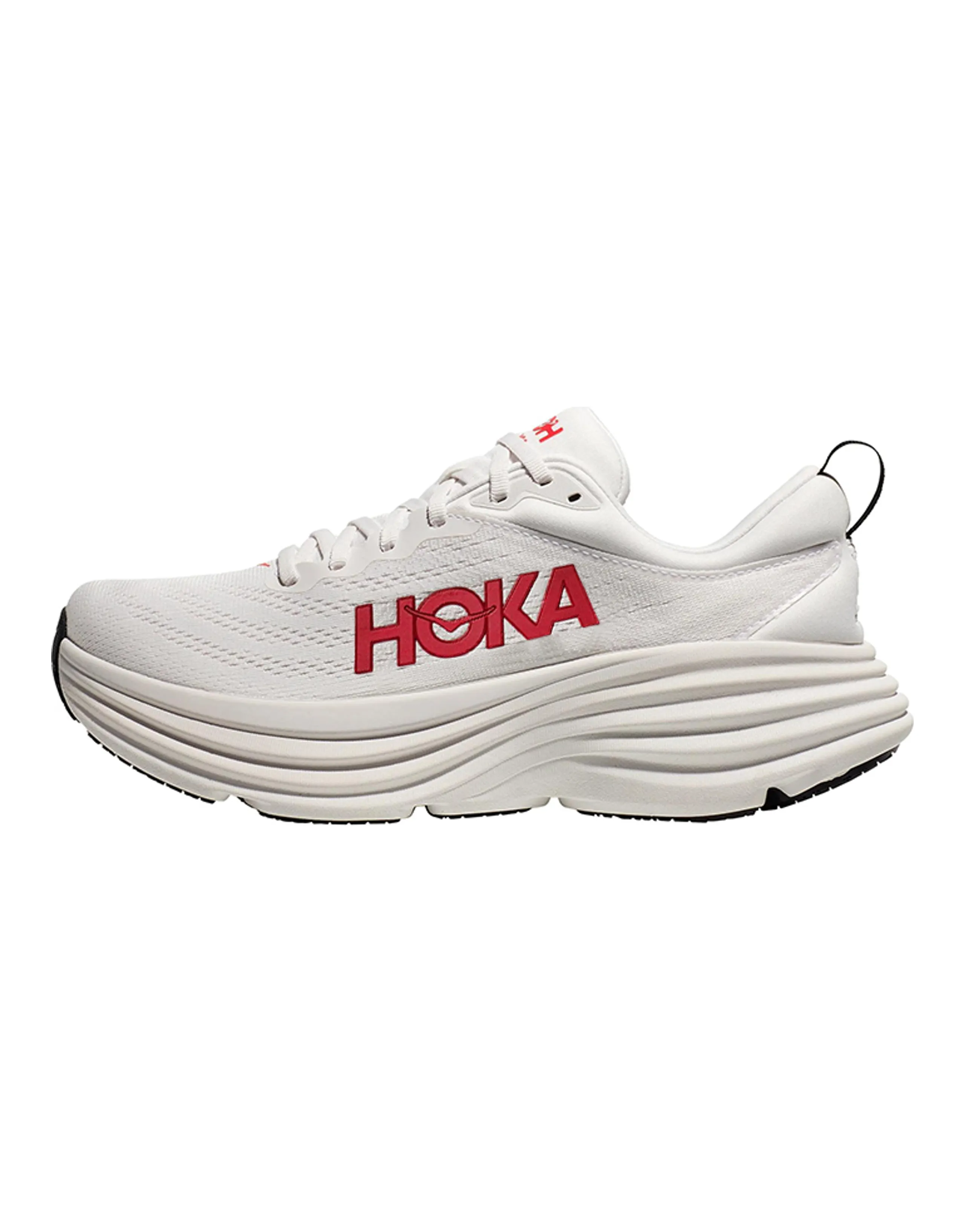 HOKA ONE ONE Bondi 8 Running Shoes Men Low-Top White Red