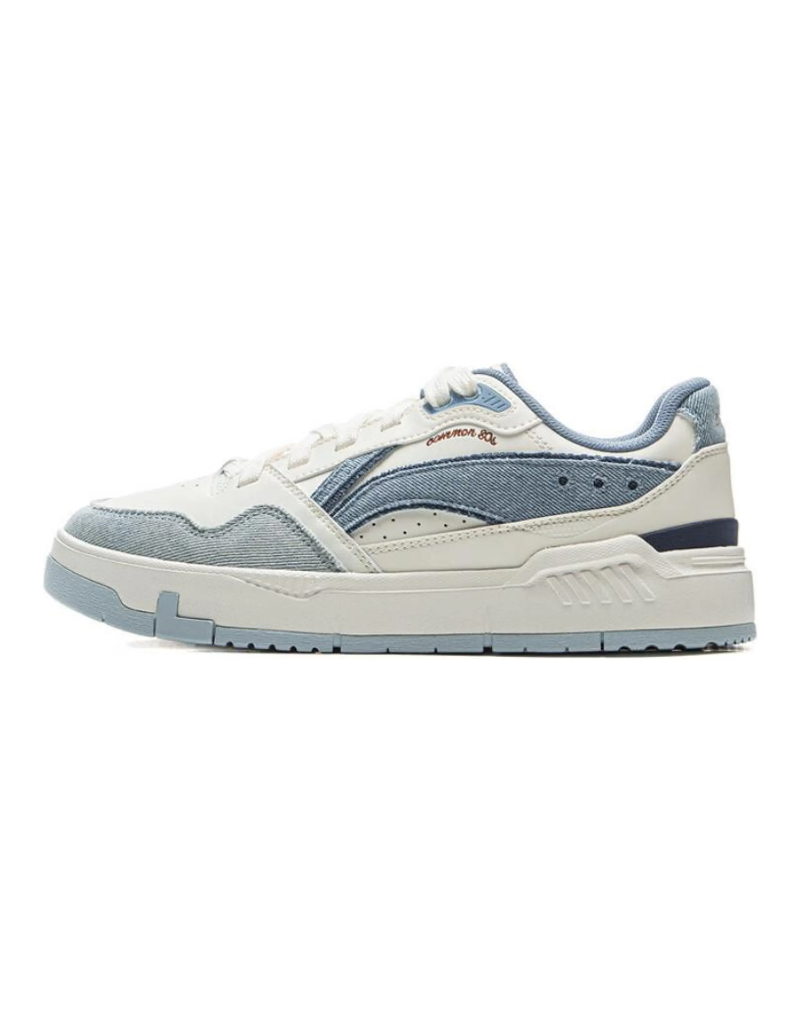 LiNing Common 80s Classic Fashion Retro Versatile Thick Sole Heightening Trendy Comfortable Anti-Slip Wear-Resistant Low-Top Sneakers Women's White Blue
